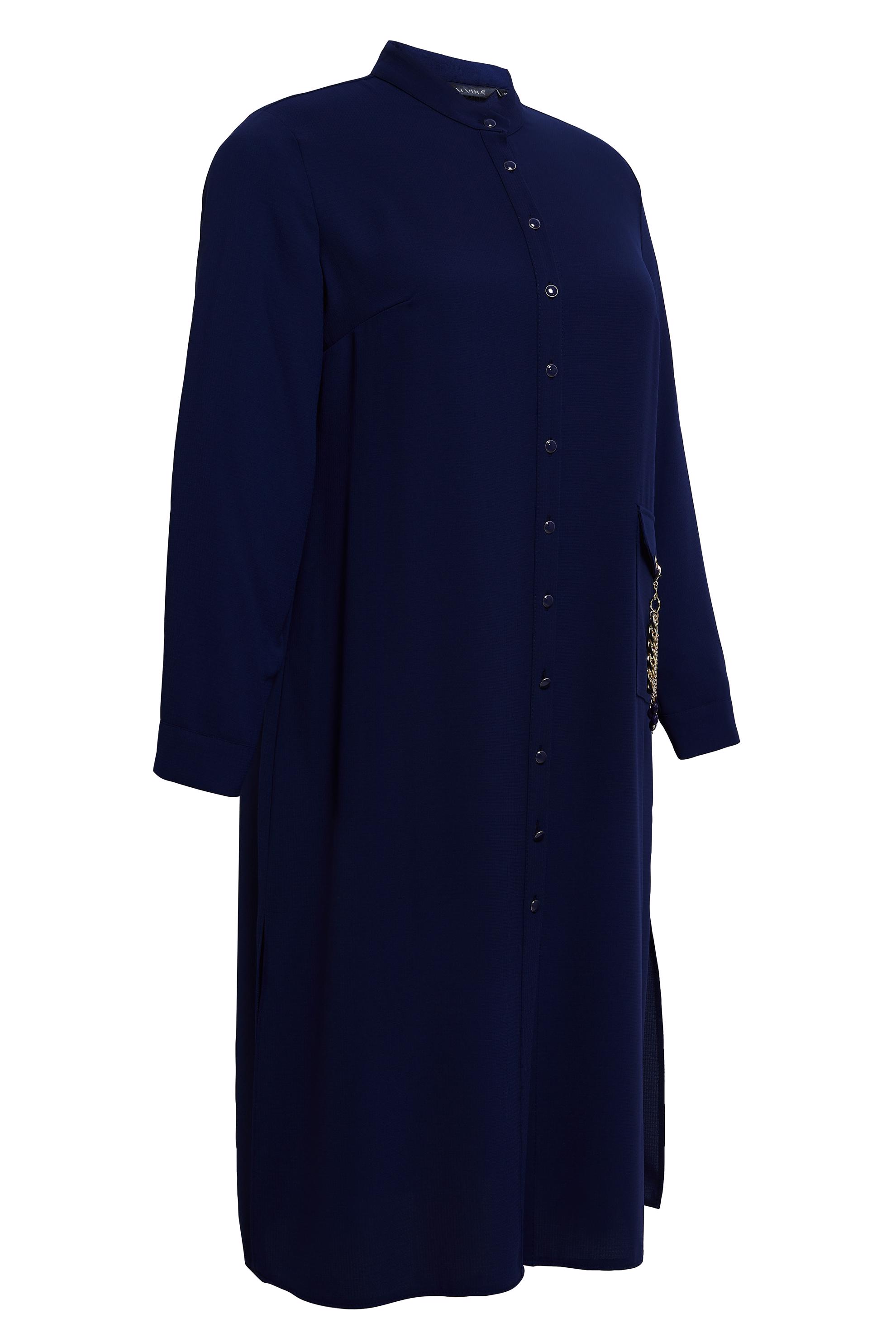 Tesettür giyim LACİVERT DÜĞMELİ BÜYÜK BEDEN TUNİK 44447