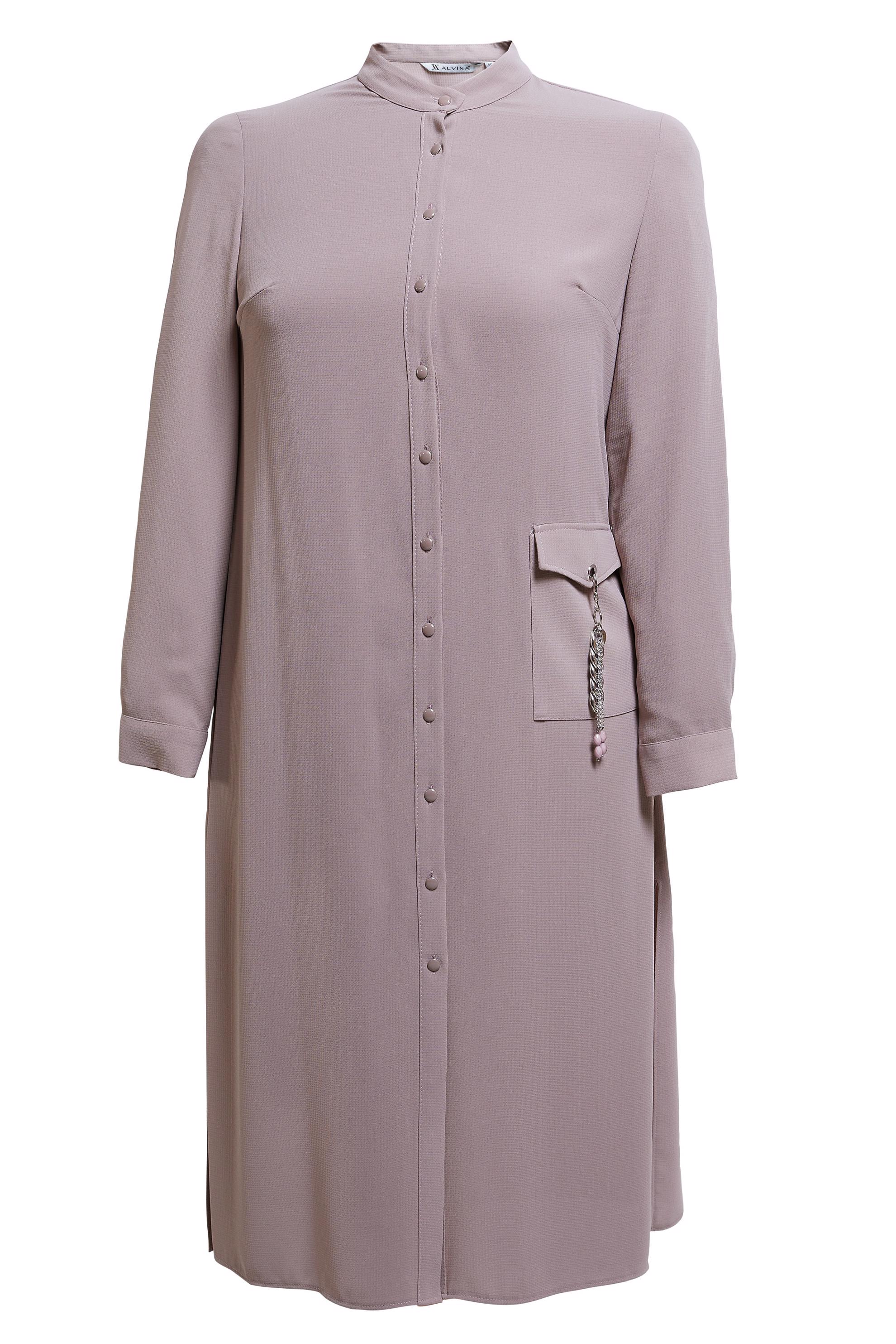 Tesettür giyim PUDRA DÜĞMELİ BÜYÜK BEDEN TUNİK 44447