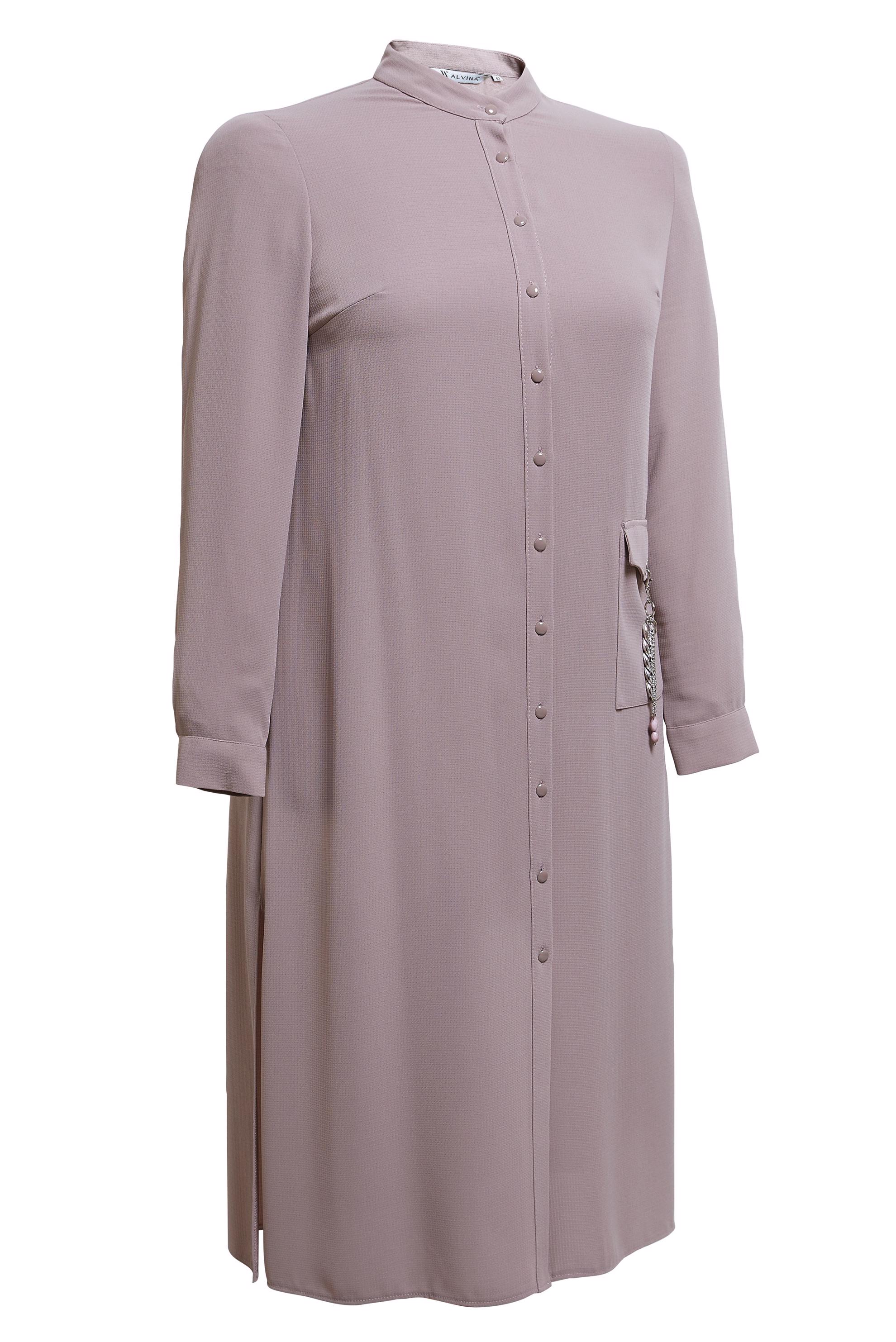 Tesettür giyim PUDRA DÜĞMELİ BÜYÜK BEDEN TUNİK 44447