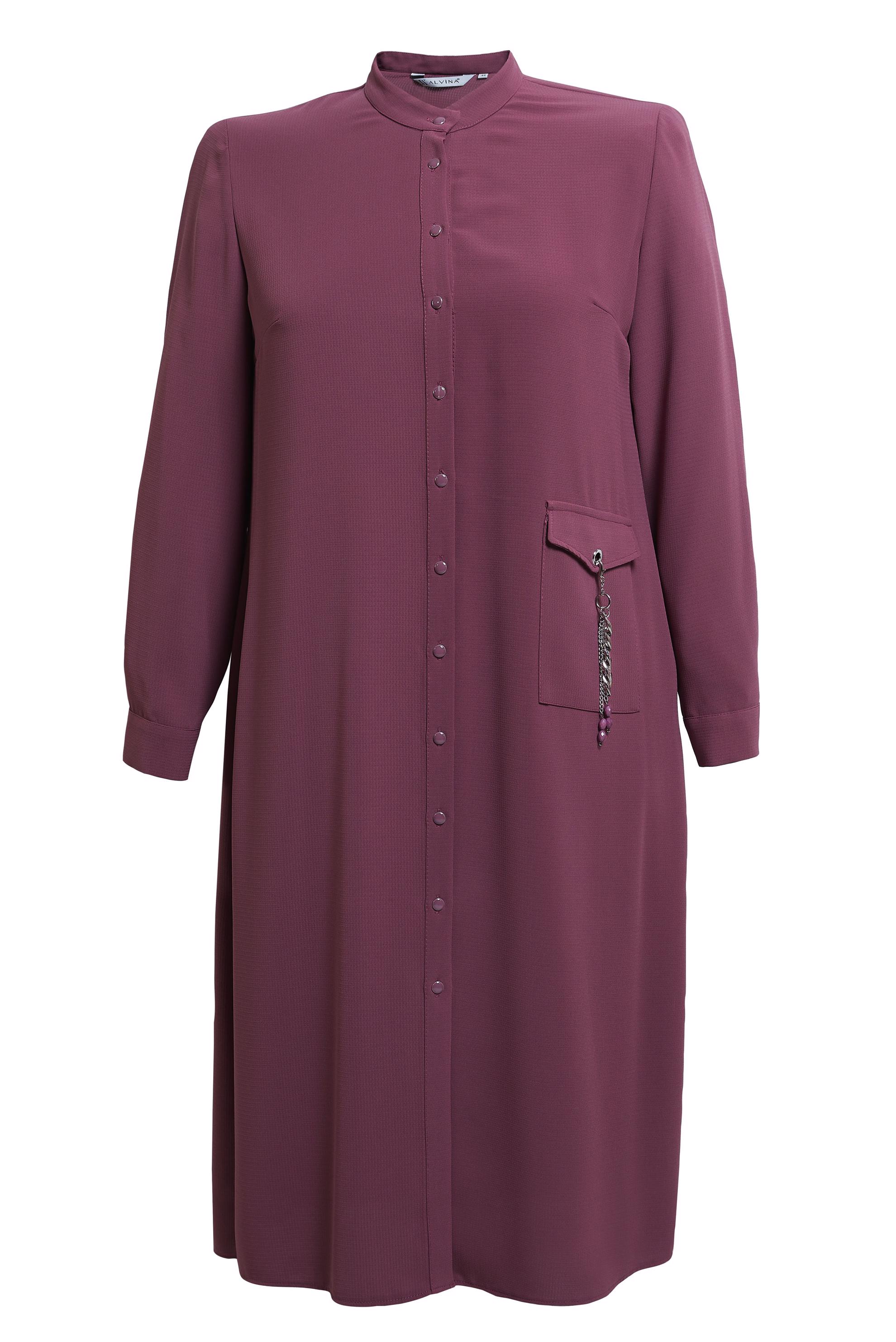 Tesettür giyim PEMBE DÜĞMELİ BÜYÜK BEDEN TUNİK 44447