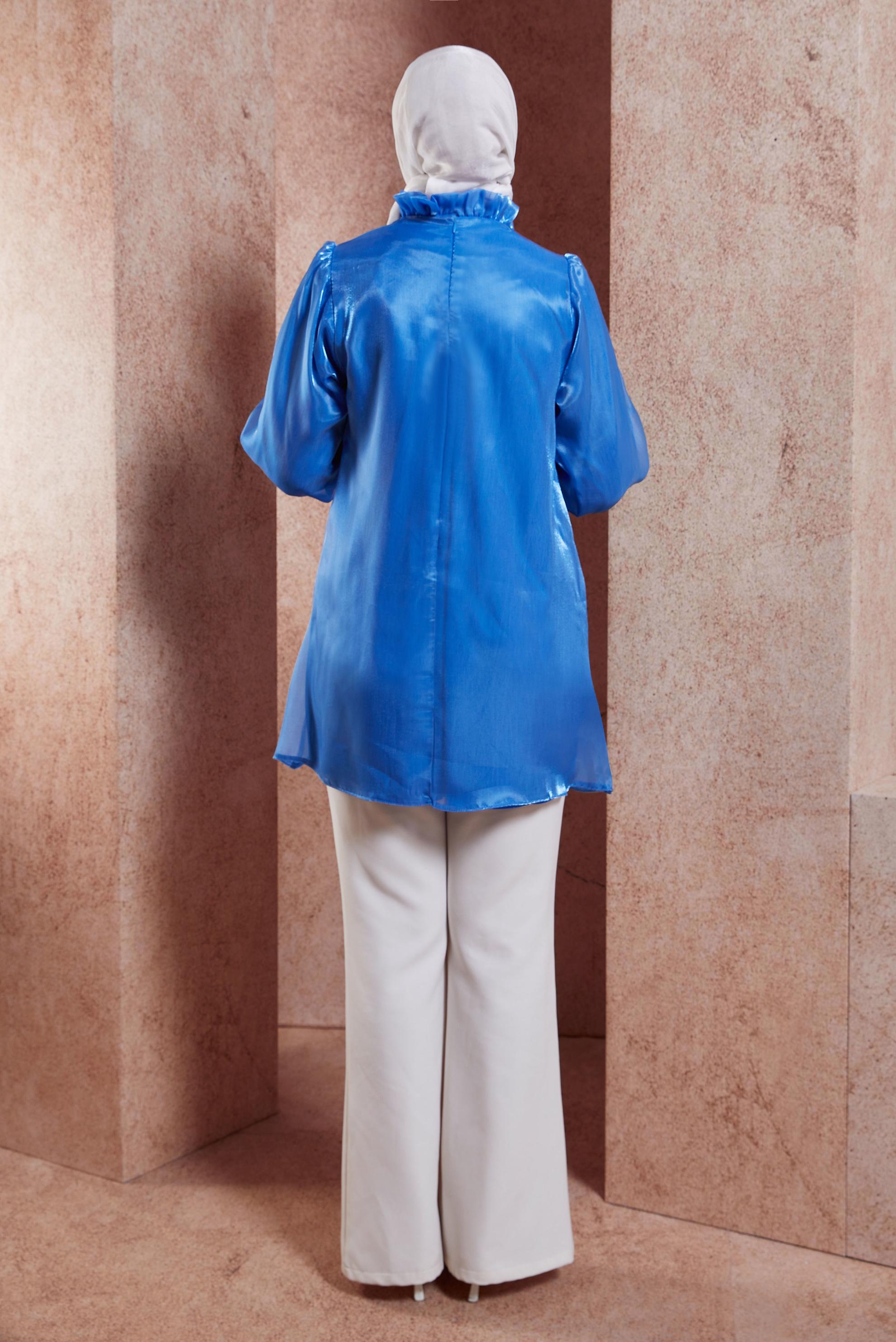 Tesettür giyim LACİVERT ÜÇ BOYUTLU ÇİÇEK DETAYLI TUNİK 44568