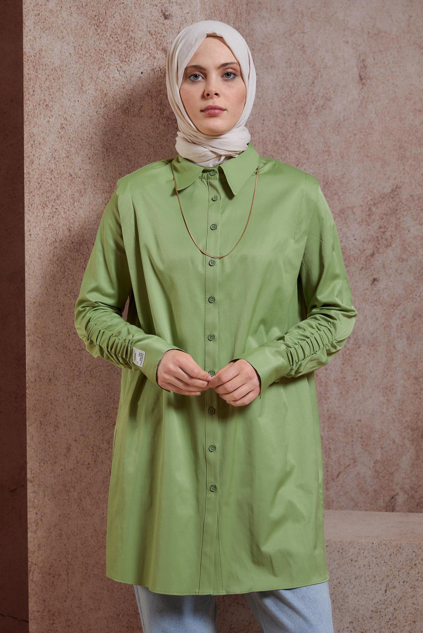 Vêtements hijab VERT TUNIQUE EN SATIN 44466