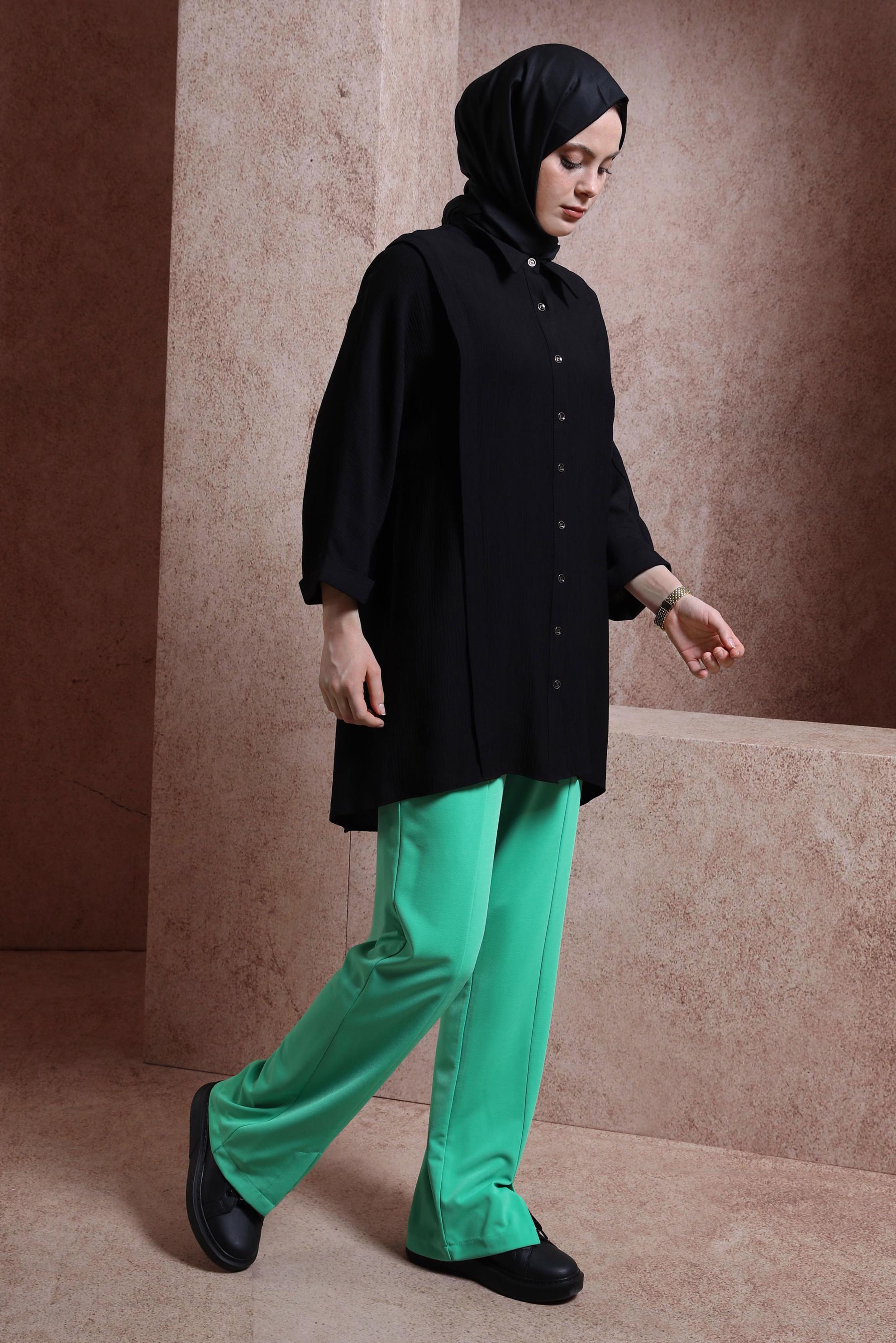 Tesettür giyim SİYAH GÖMLEK TUNİK 44467