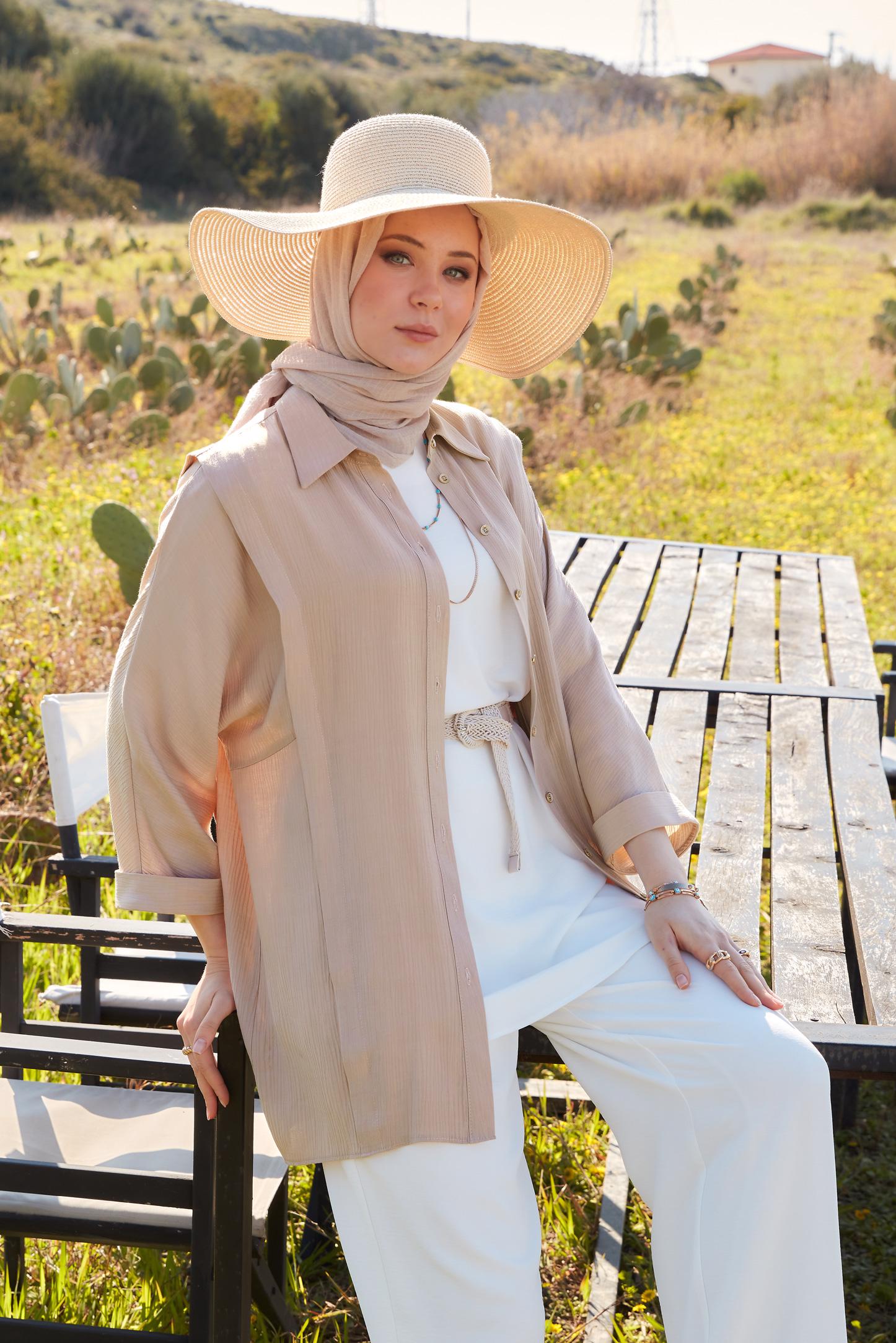Hijab clothing BEIGE SHIRT TUNIC 44467