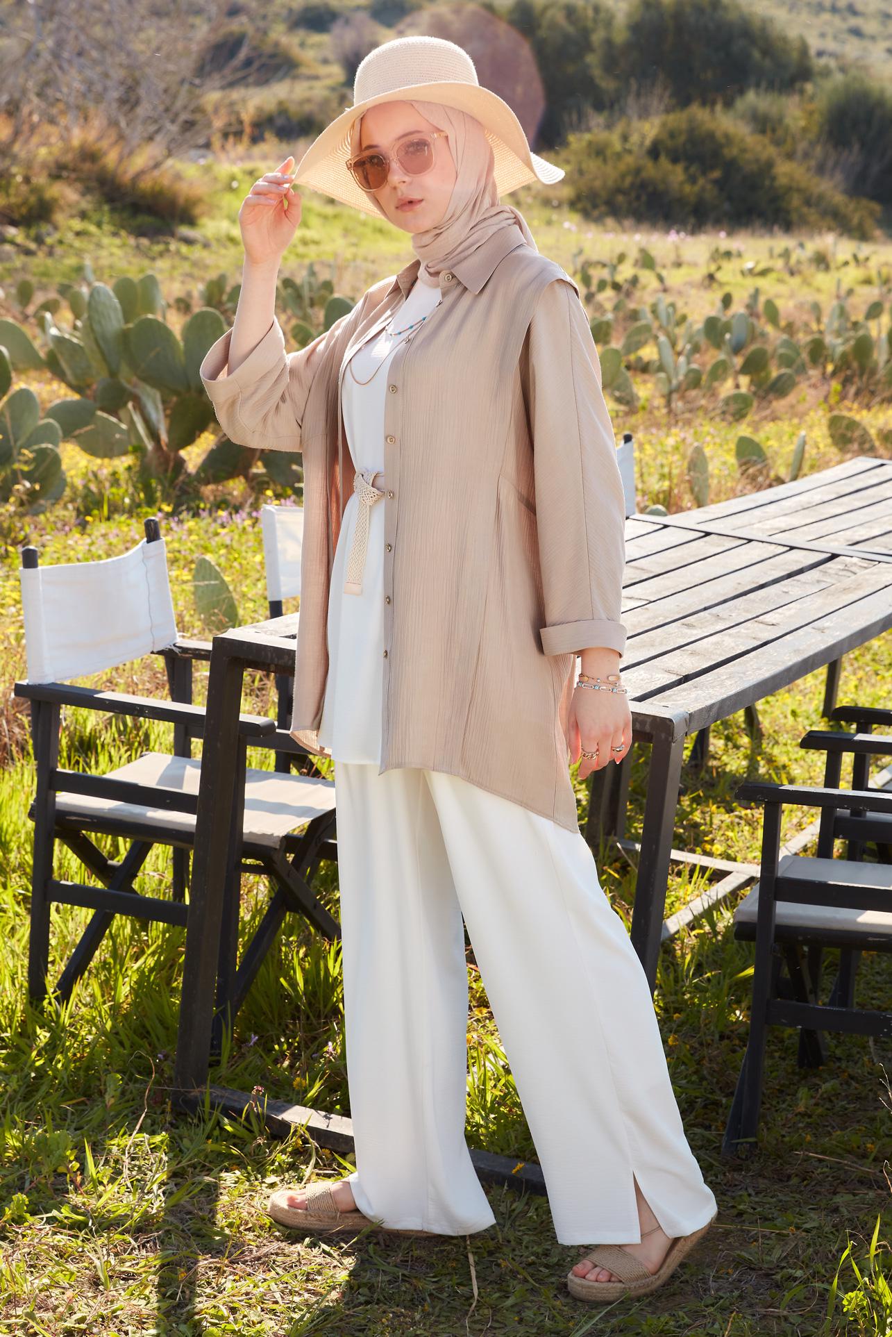 Hijab clothing BEIGE SHIRT TUNIC 44467