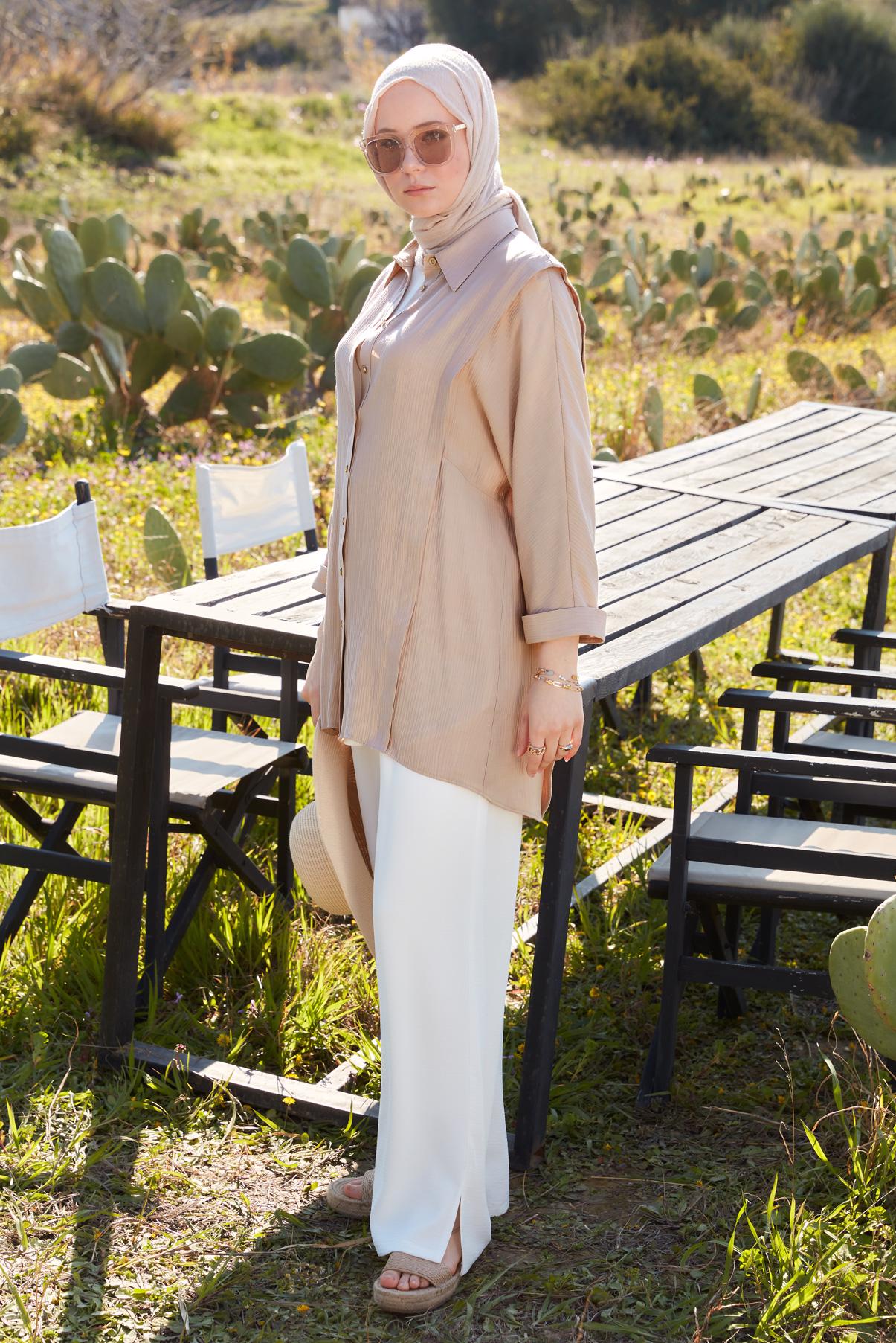 Hijab clothing BEIGE SHIRT TUNIC 44467