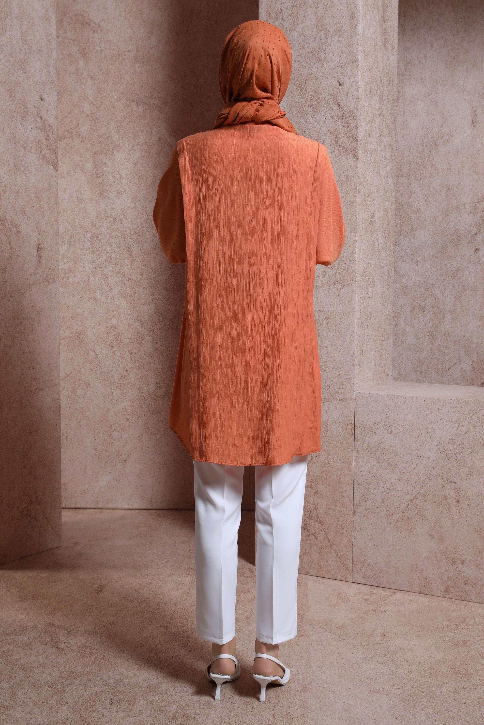 Tesettür giyim TURUNCU GÖMLEK TUNİK 44467