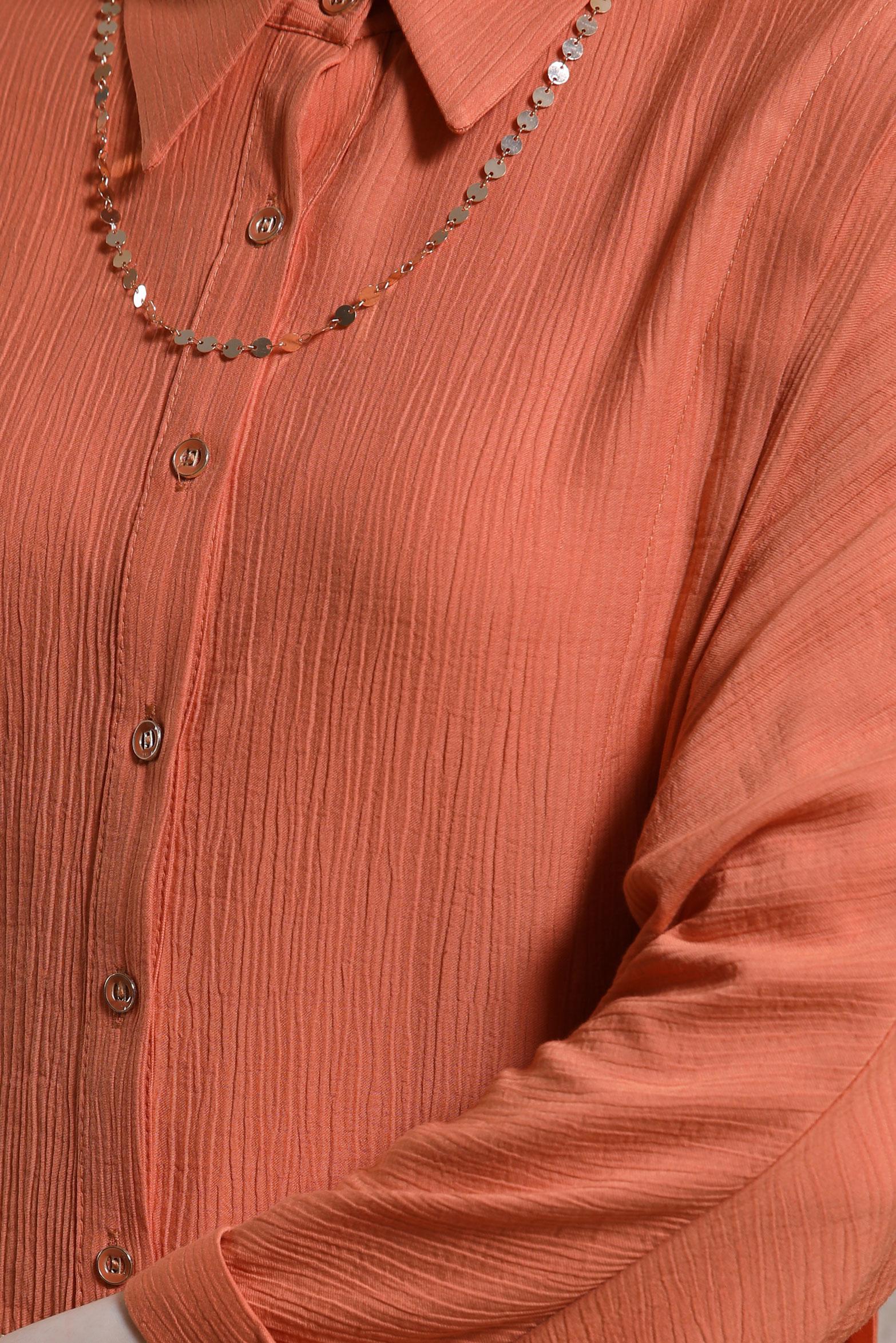 Tesettür giyim TURUNCU GÖMLEK TUNİK 44467