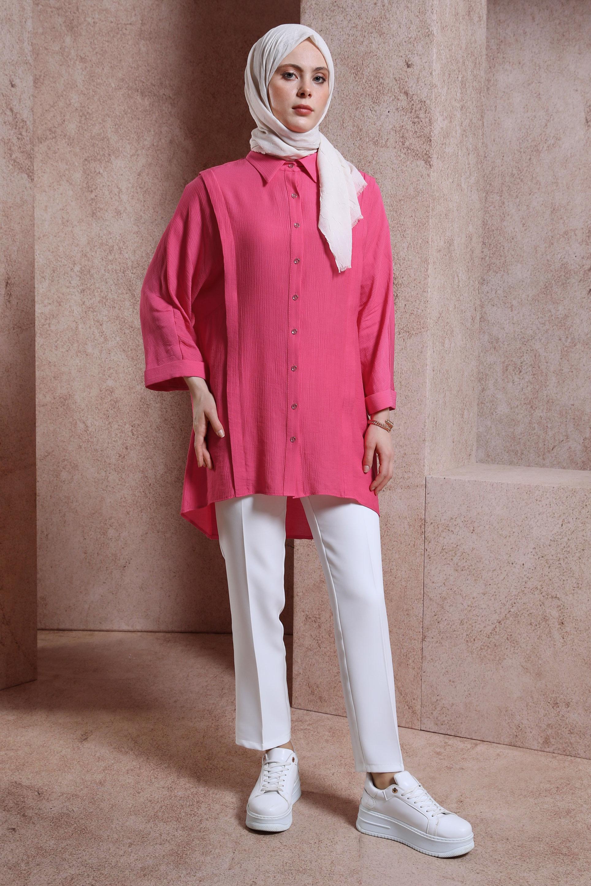 Tesettür giyim FUŞYA GÖMLEK TUNİK 44467