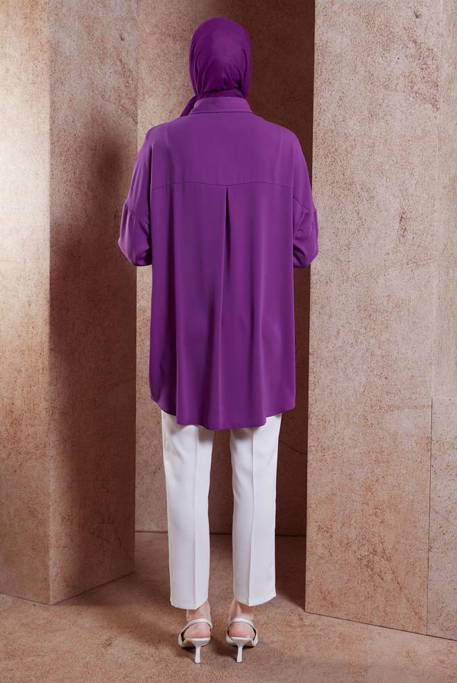 Tesettür giyim MOR TAŞ DETAYLI TESETTÜR TUNİK 44468-1 - ALVİNA