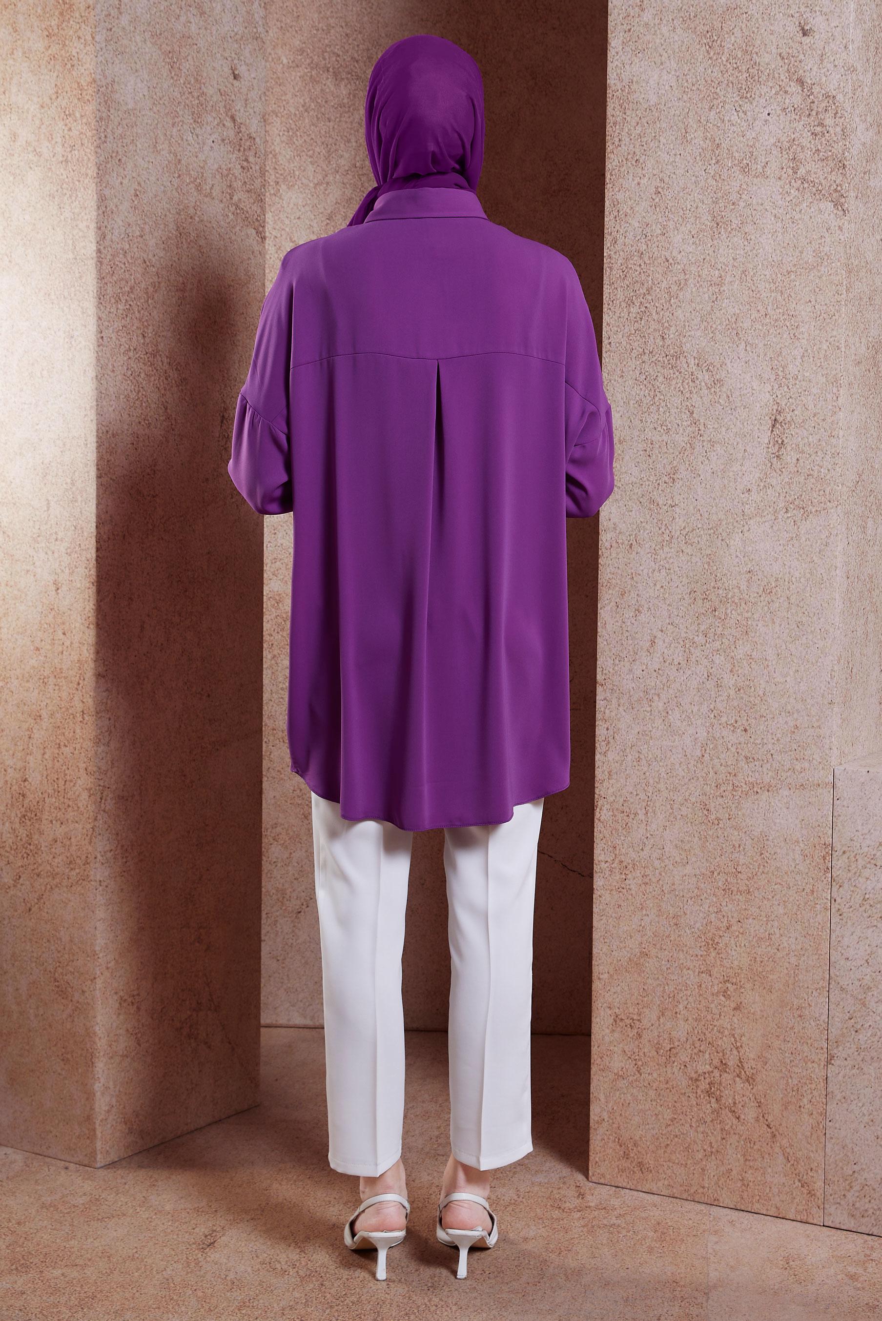 Tesettür giyim MOR TAŞ DETAYLI TESETTÜR TUNİK 44468-1