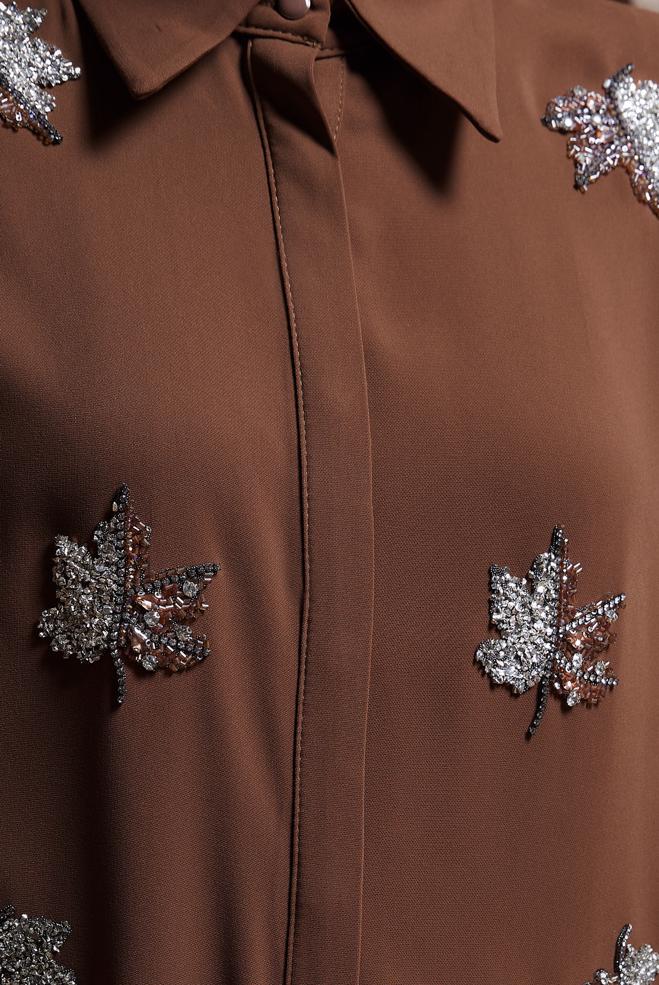 Tesettür giyim KAHVE TAŞ DETAYLI TESETTÜR TUNİK 44468-1 - ALVİNA