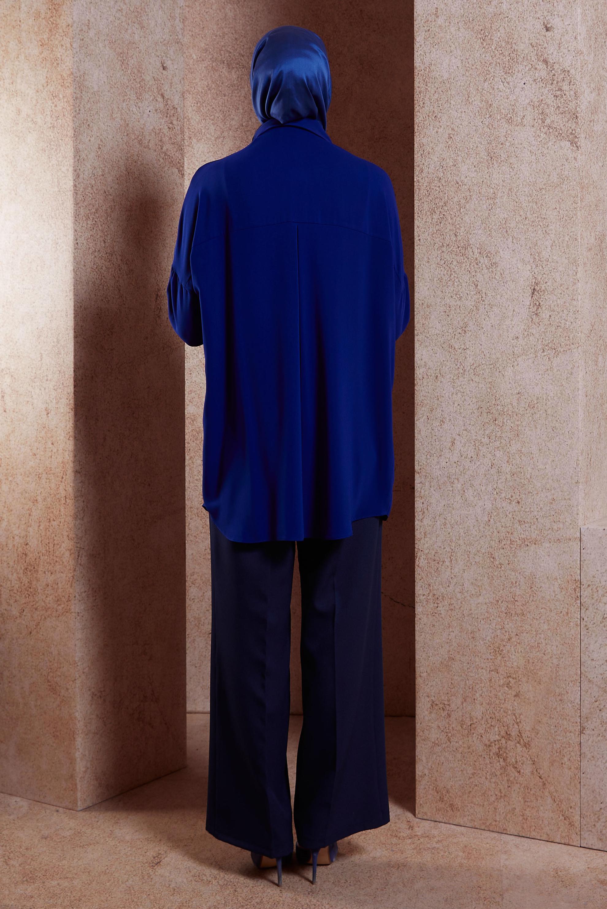 Tesettür giyim MAVİ TAŞ DETAYLI TESETTÜR TUNİK 44468-1