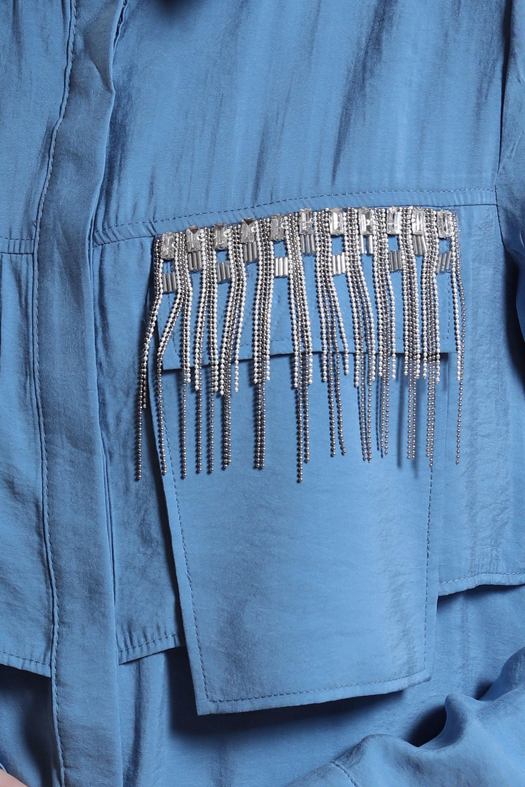 Tesettür giyim MAVİ PÜSKÜL DETAYLI TUNİK 44469