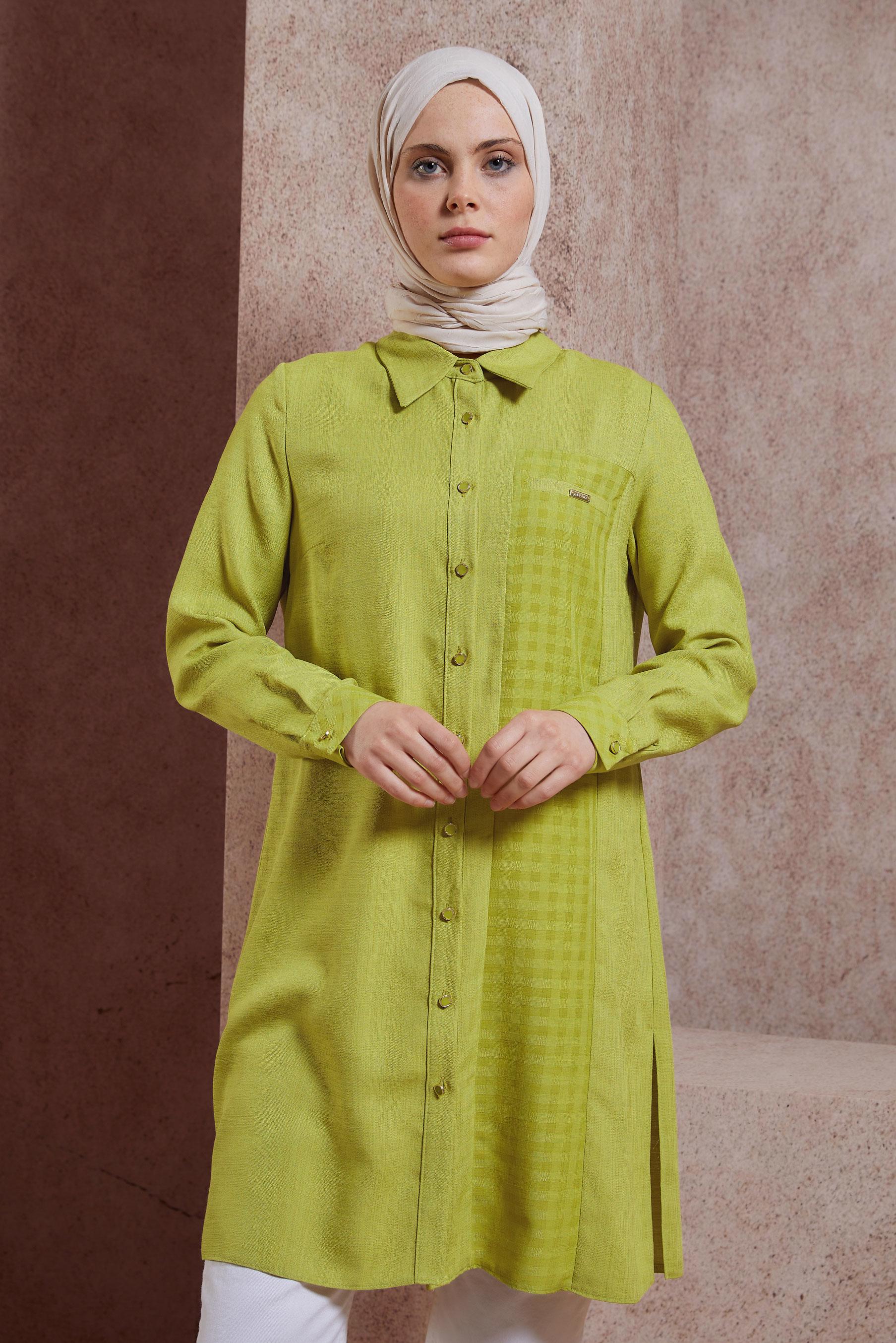 Vêtements hijab BEIGE TUNIQUE COL CHEMISE 44472