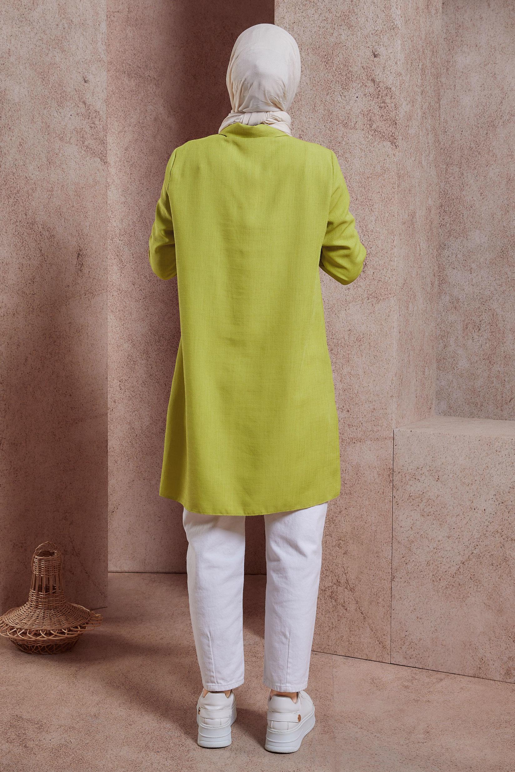 Vêtements hijab BEIGE TUNIQUE COL CHEMISE 44472