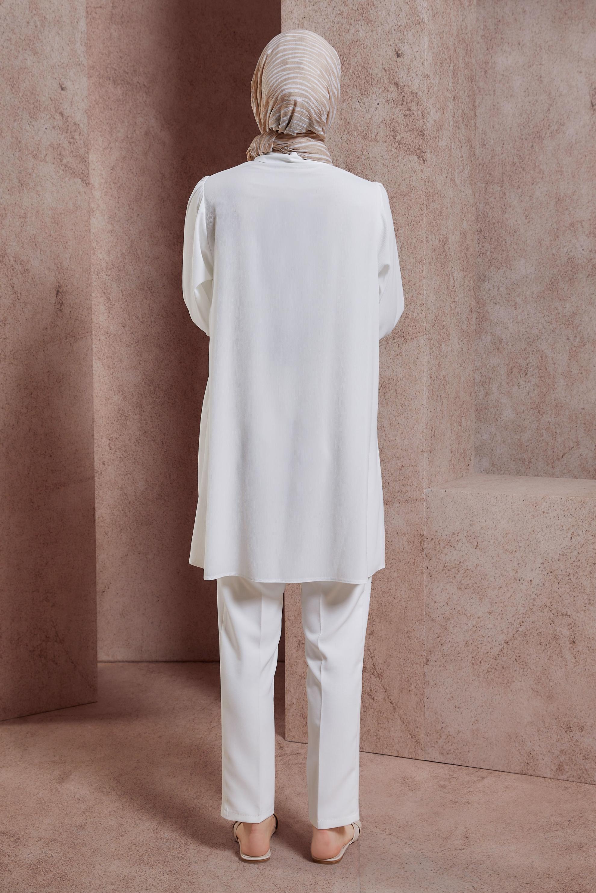 Tesettür giyim BEYAZ GÖMLEK YAKA TUNİK 44474