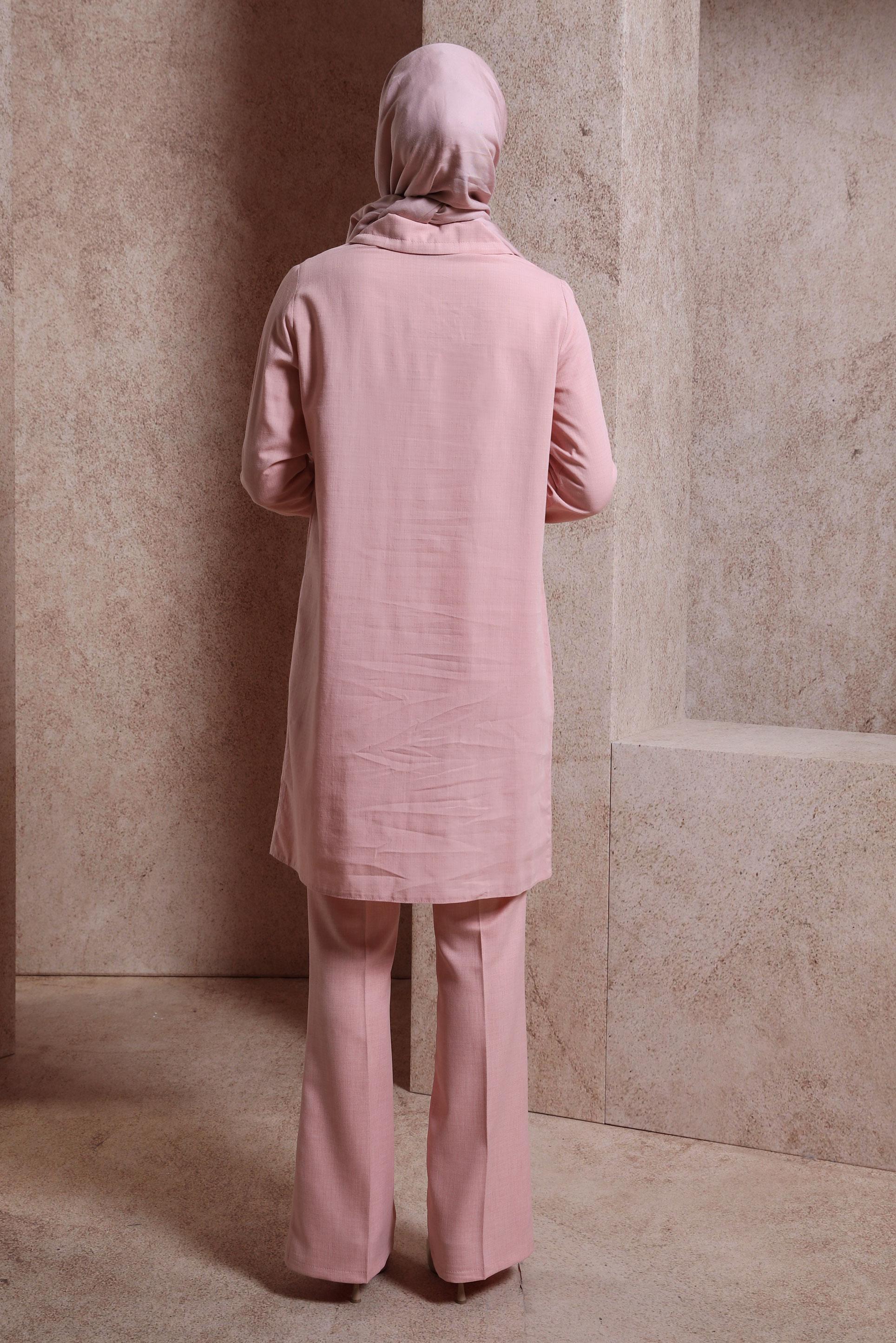 Tesettür giyim PUDRA DÜĞMELİ TUNİK 44479