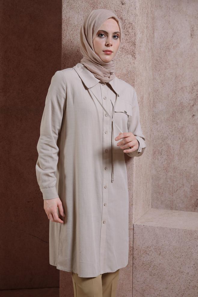 Tesettür giyim  DÜĞMELİ TUNİK 44479 - ALVİNA