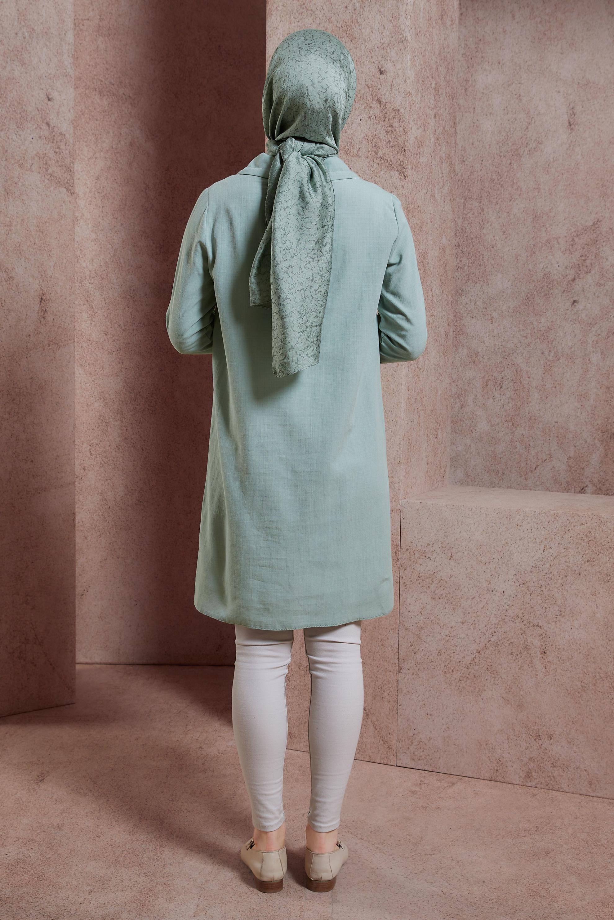 Tesettür giyim MAVİ DÜĞMELİ TUNİK 44479