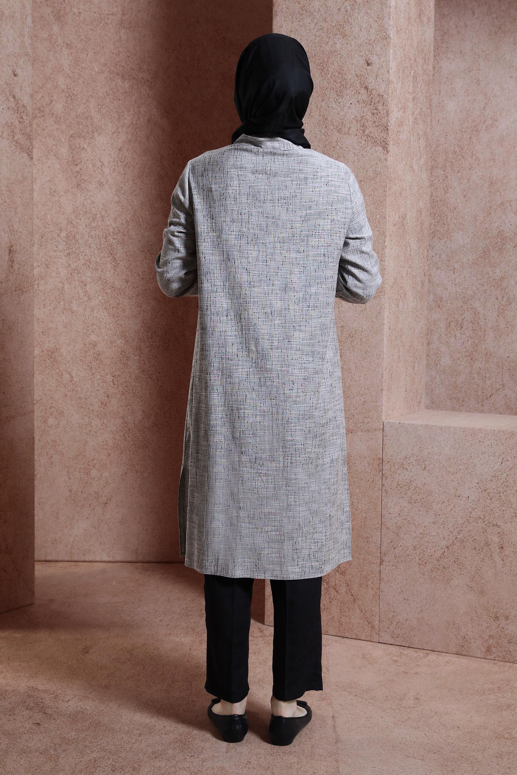 Tesettür giyim SİYAH GÖMLEK YAKA TUNİK 44480