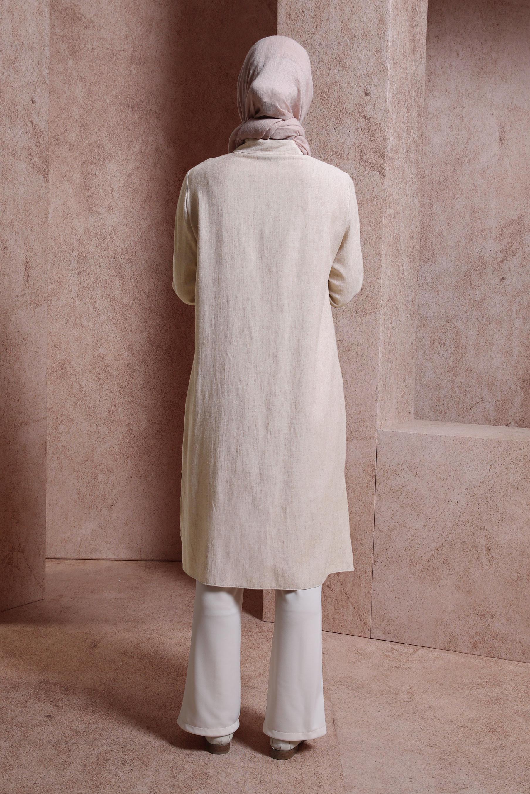 Tesettür giyim VİZON GÖMLEK YAKA DÜĞMELİ TUNİK 44480-1