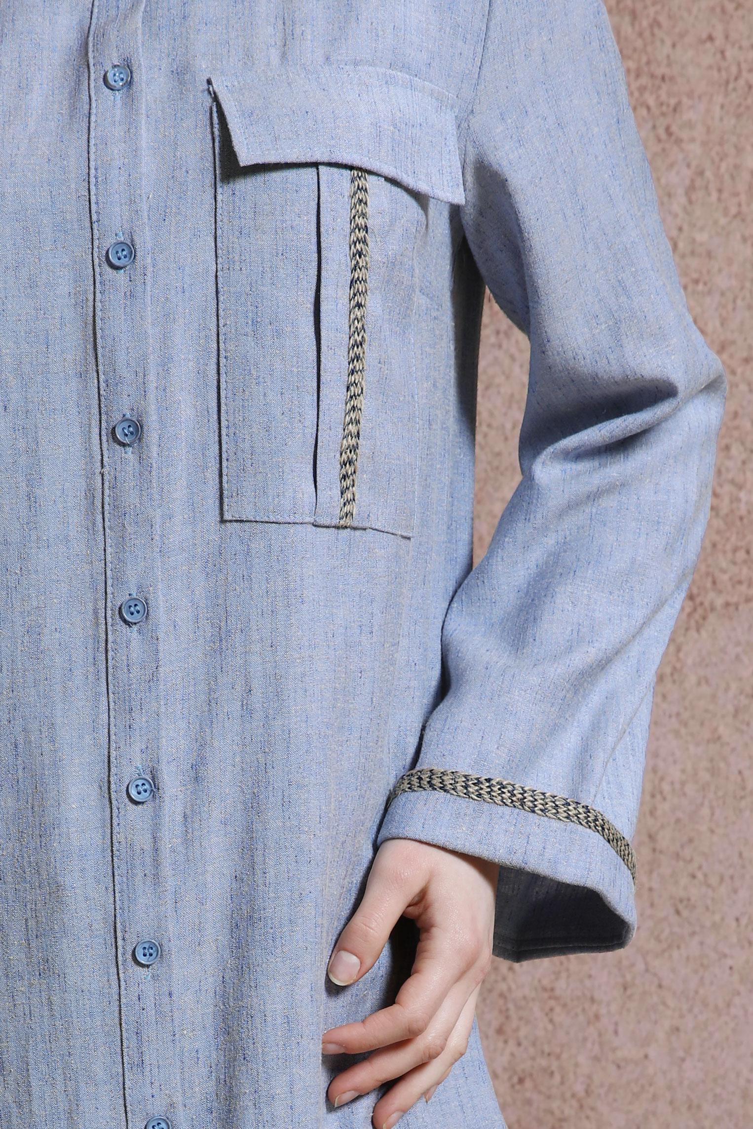 Tesettür giyim LACİVERT GÖMLEK YAKA DÜĞMELİ TUNİK 44480-1