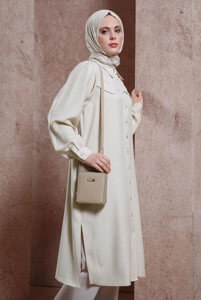 Tesettür giyim  KUŞAK DETAYLI TUNİK 44481 - ALVİNA