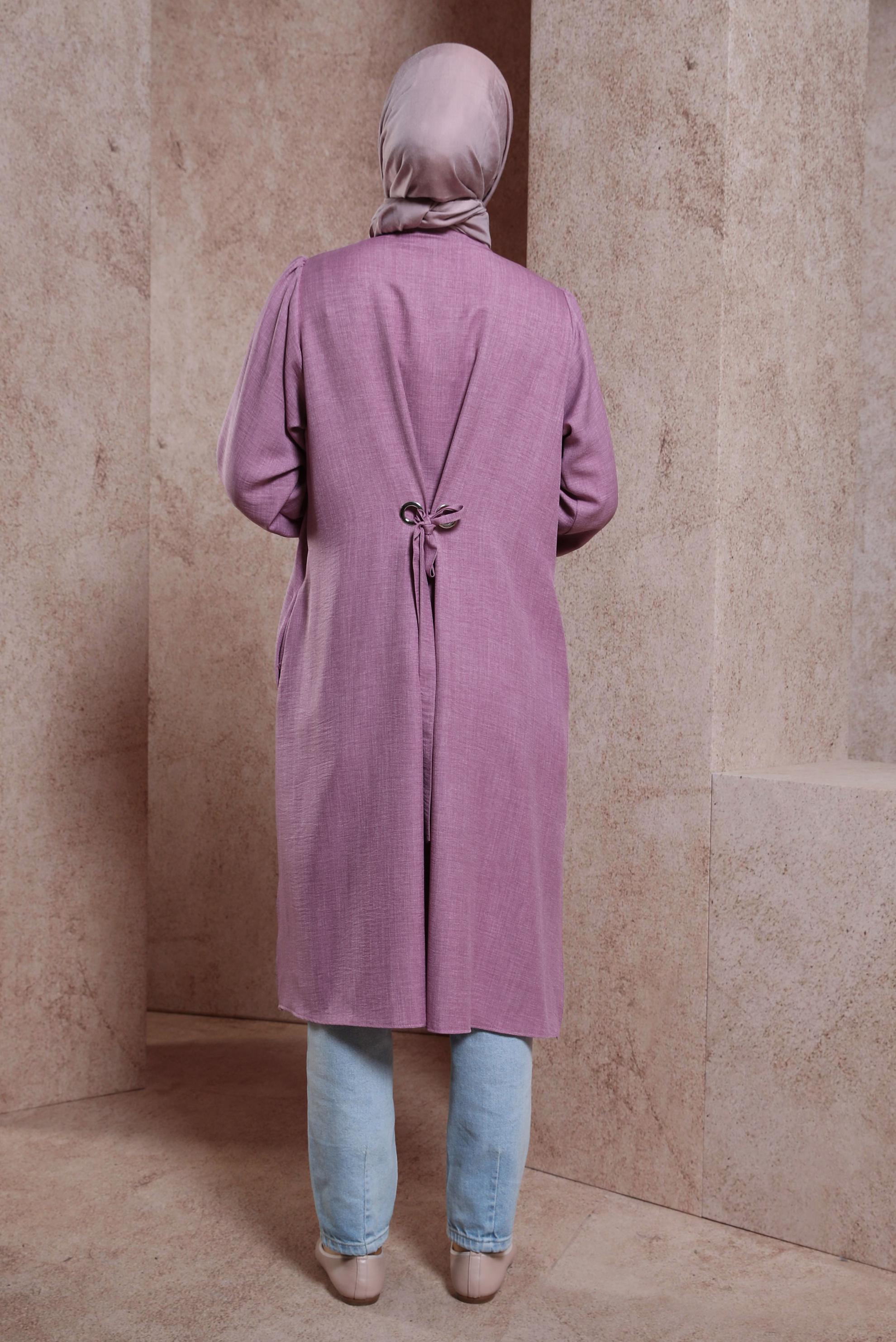 Tesettür giyim MÜRDÜM KUŞAK DETAYLI TUNİK 44481