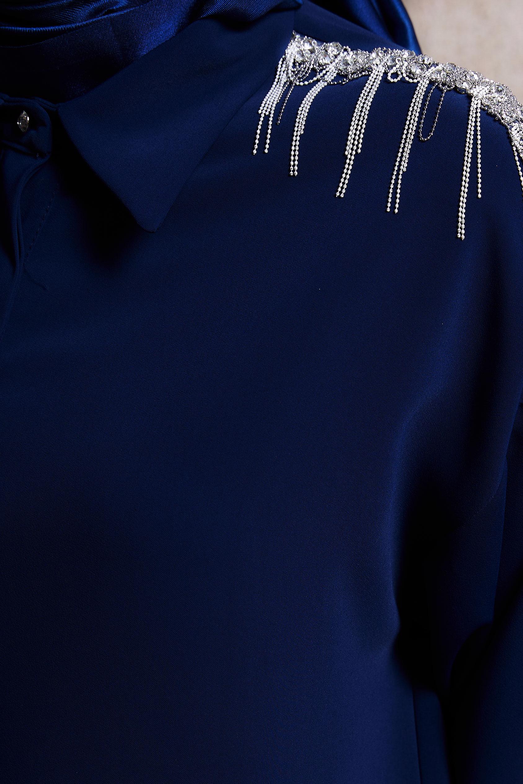 Vêtements hijab BLEU MARINE TUNIQUE À FRANGES 44482