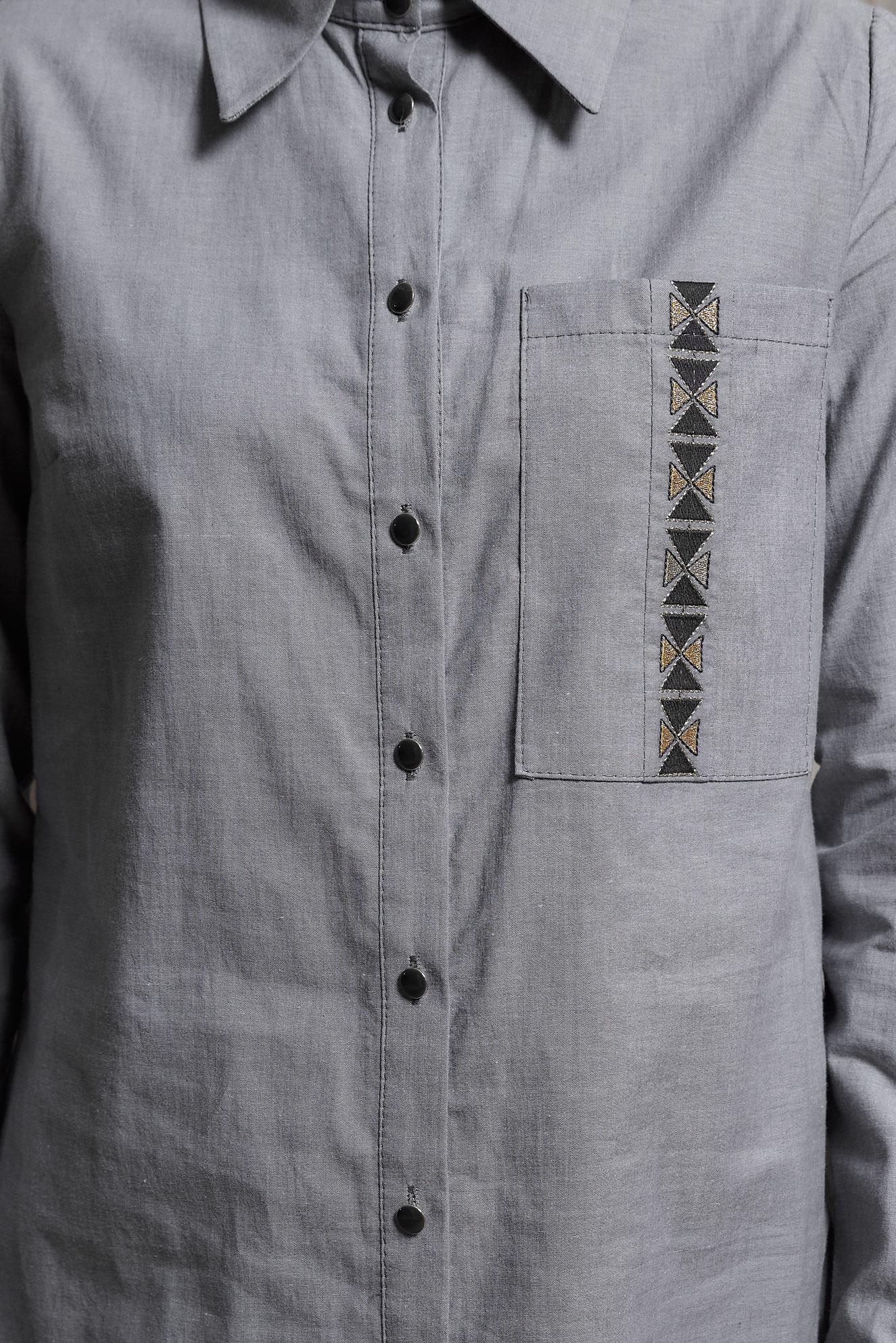 Tesettür giyim SİYAH PAMUKLU GÖMLEK YAKA TUNİK 44487