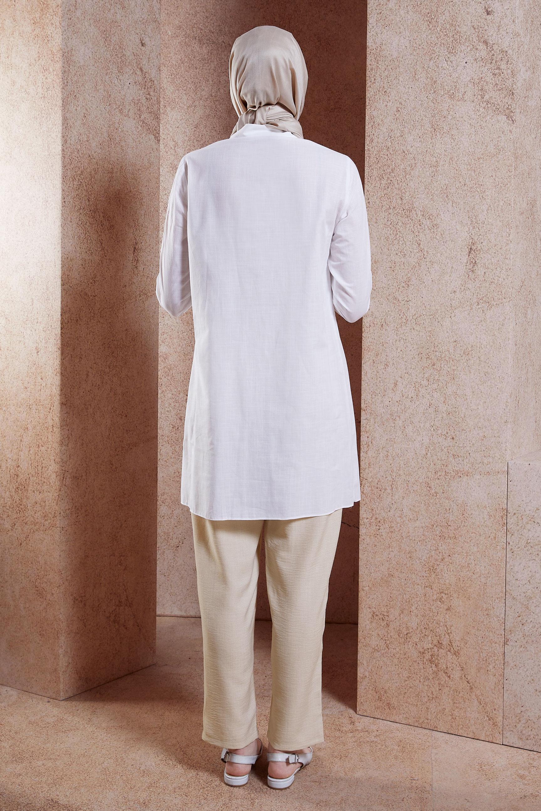 Vêtements hijab BLANC TUNIQUE MODESTE EN COTON 44487-1