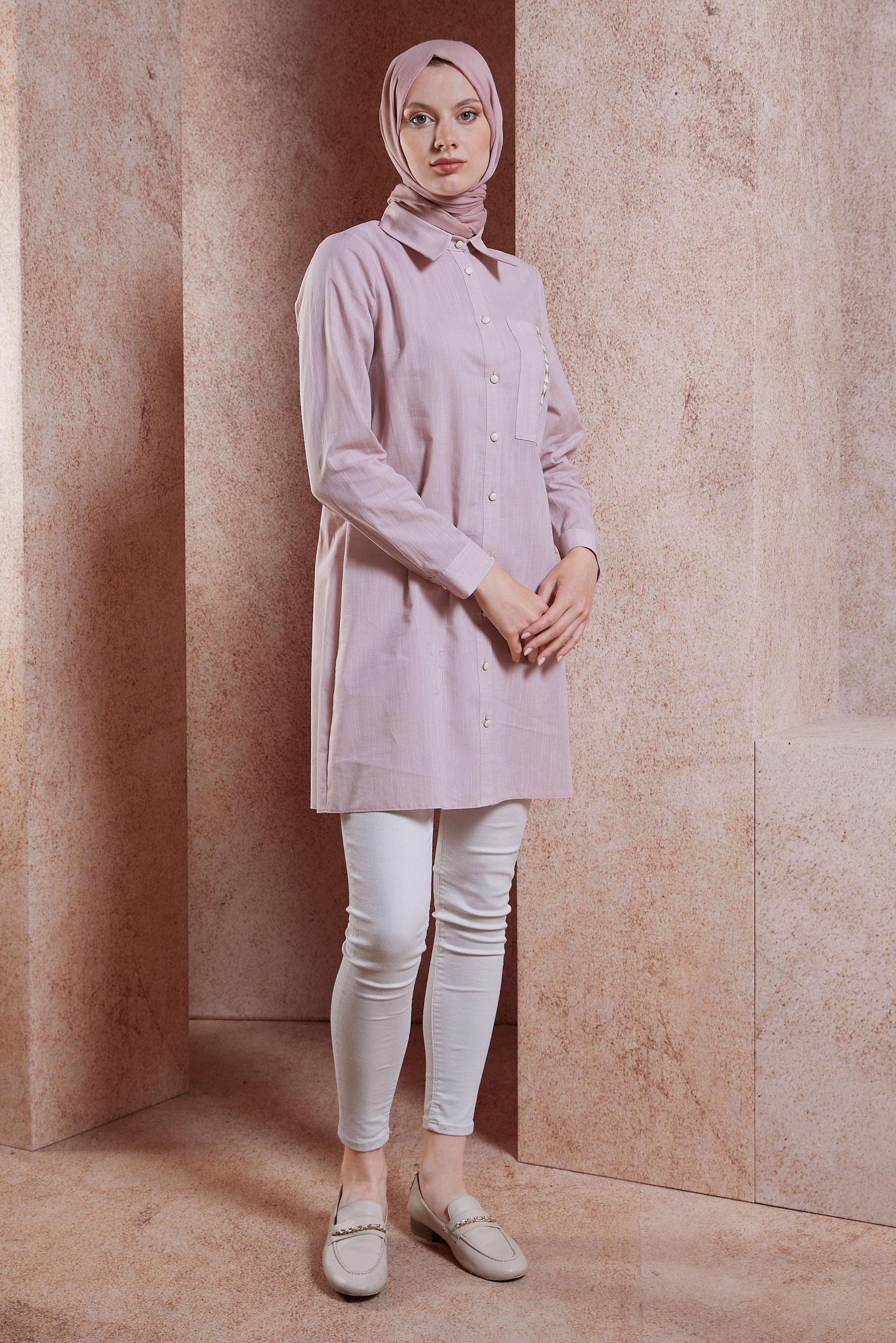 Vêtements hijab POUDRE TUNIQUE MODESTE EN COTON 44487-1