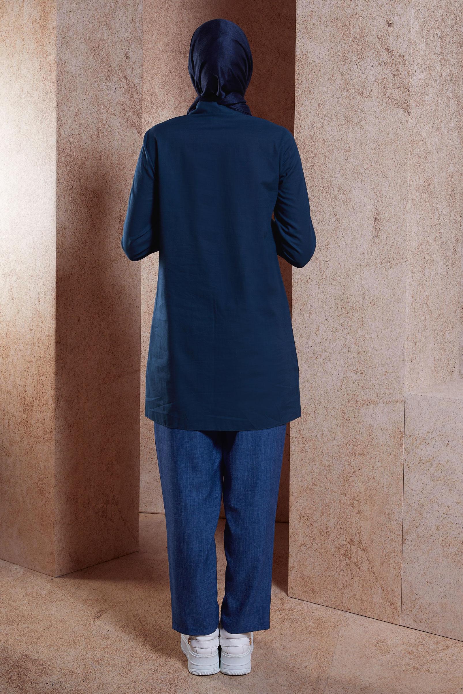 Vêtements hijab BLEU MARINE TUNIQUE MODESTE EN COTON 44487-1