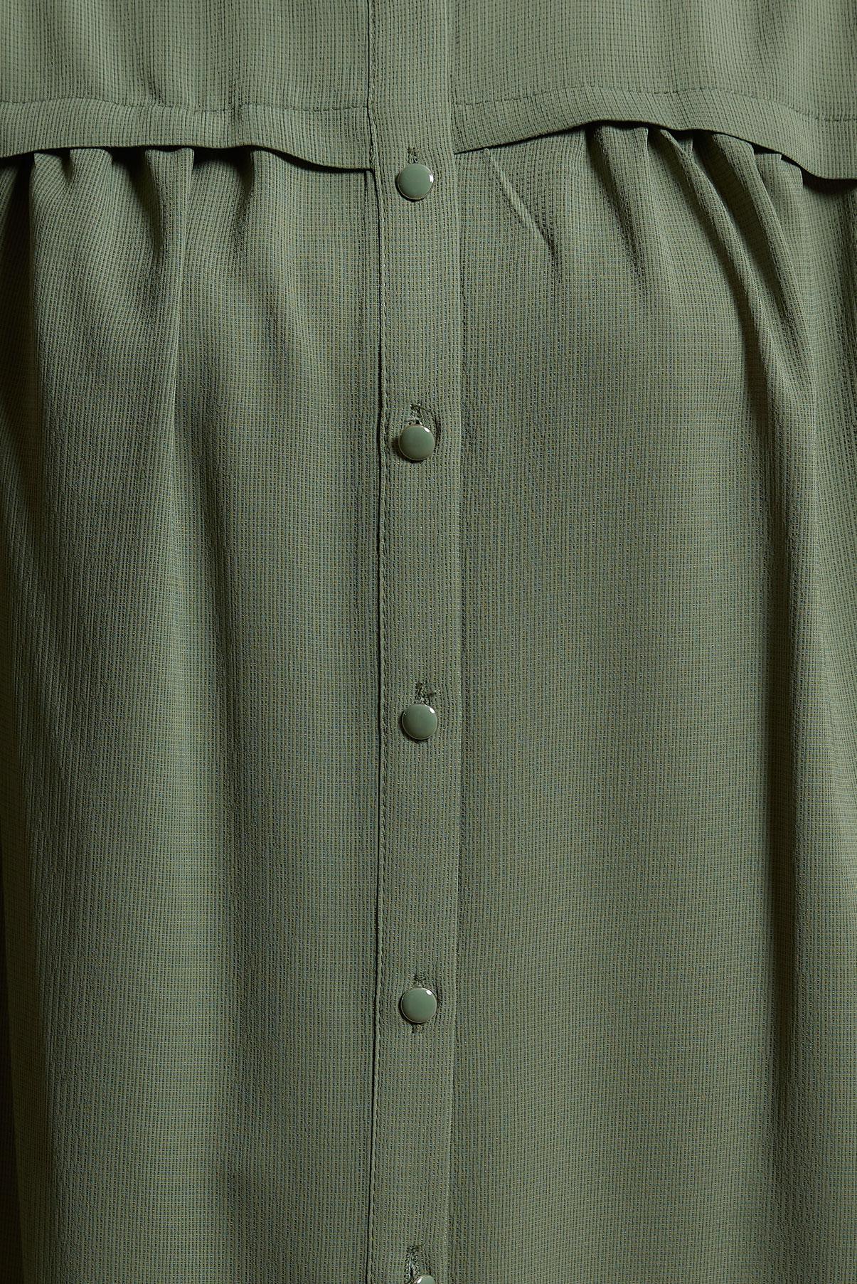 Tesettür giyim HAKİ FIRFIRLI YAKA TUNİK 44488