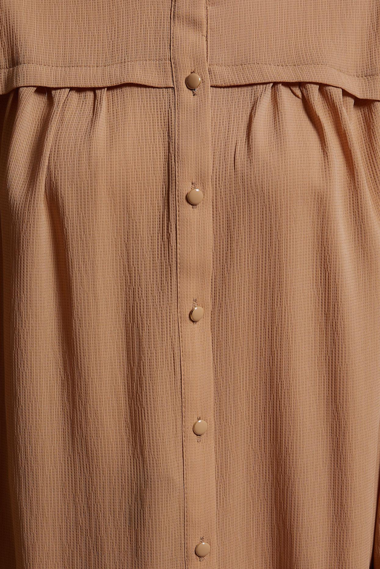 Tesettür giyim TABA FIRFIRLI YAKA TUNİK 44488