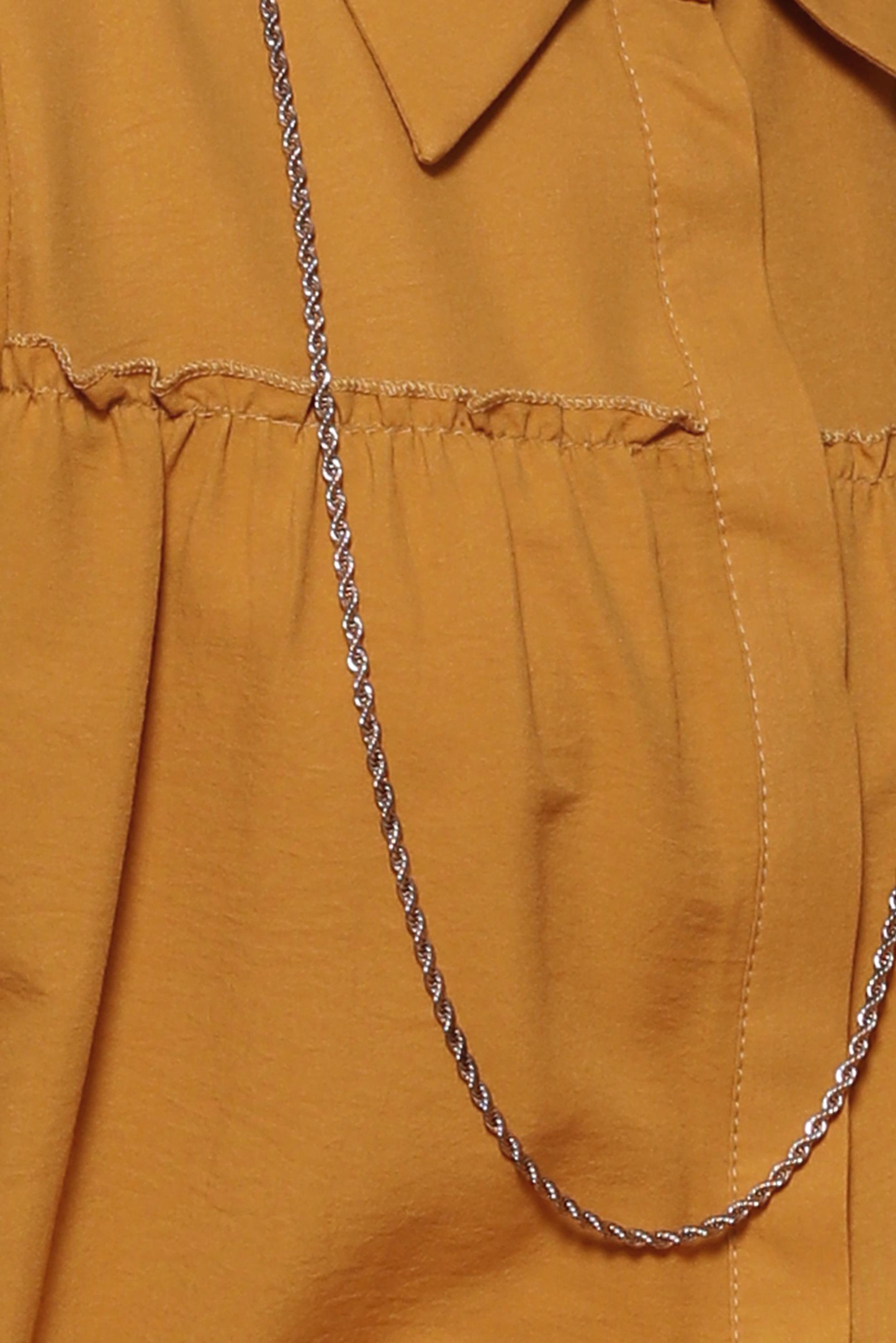 Tesettür giyim SARI GÖMLEK YAKA TUNİK 44489