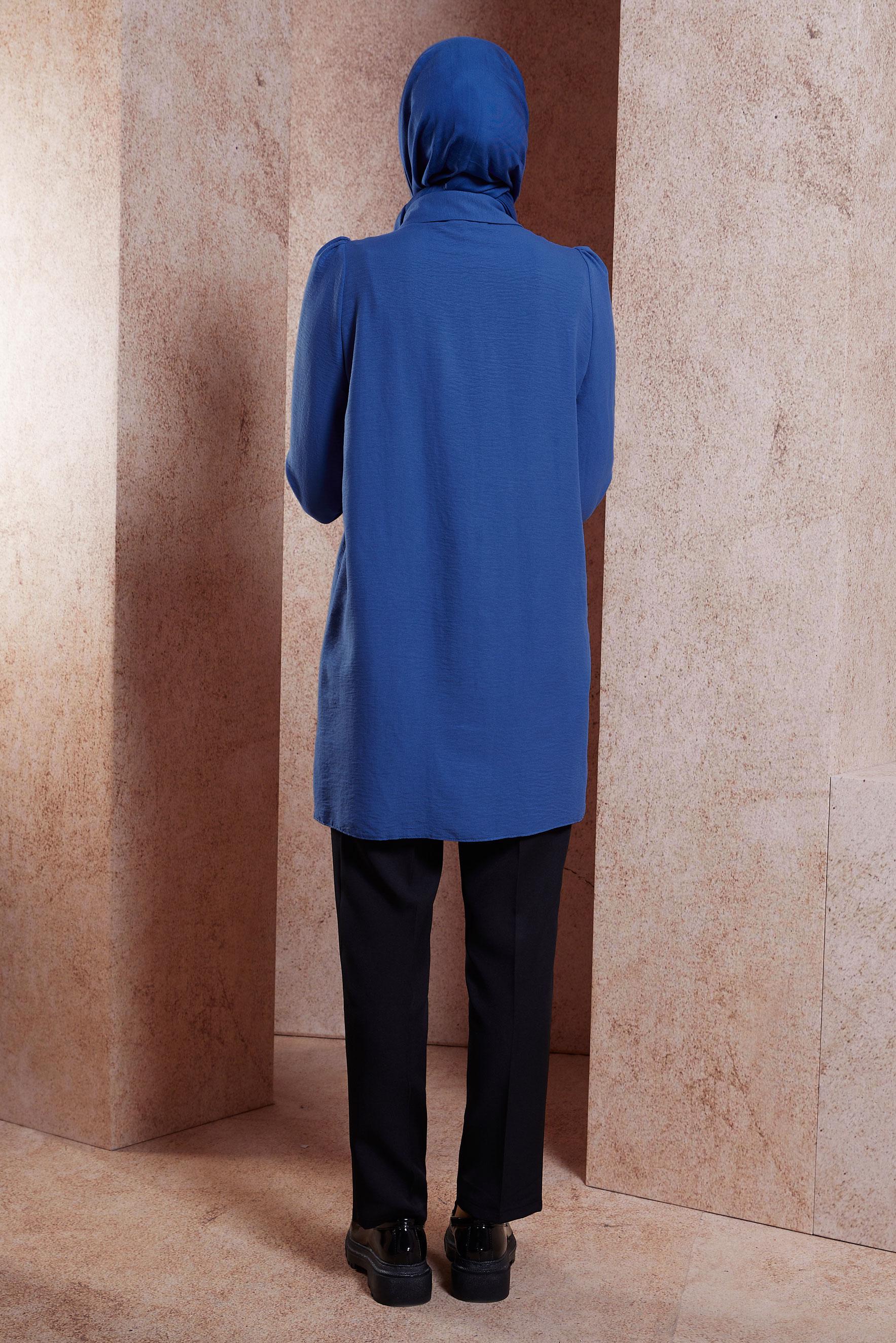 Vêtements hijab BLEU MARINE TUNIQUE COL CHEMISE 44489