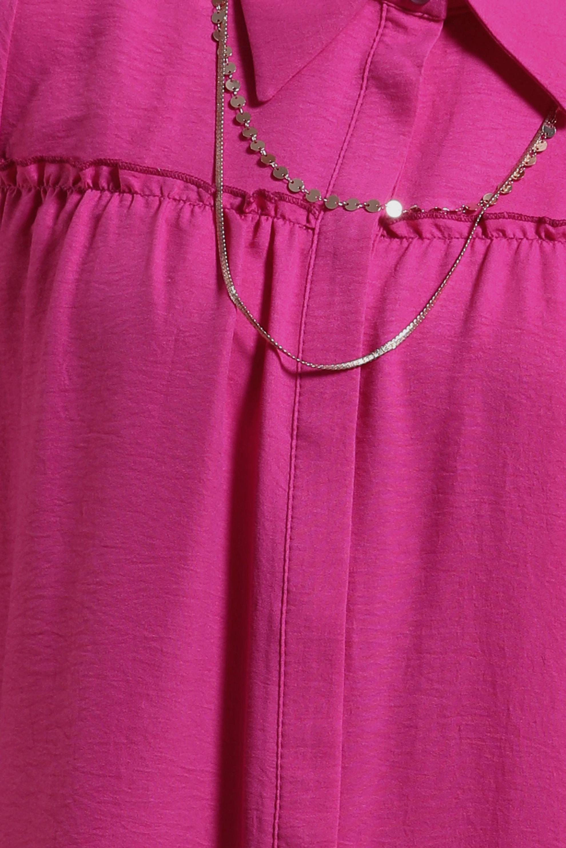 Tesettür giyim FUŞYA GÖMLEK YAKA TUNİK 44489