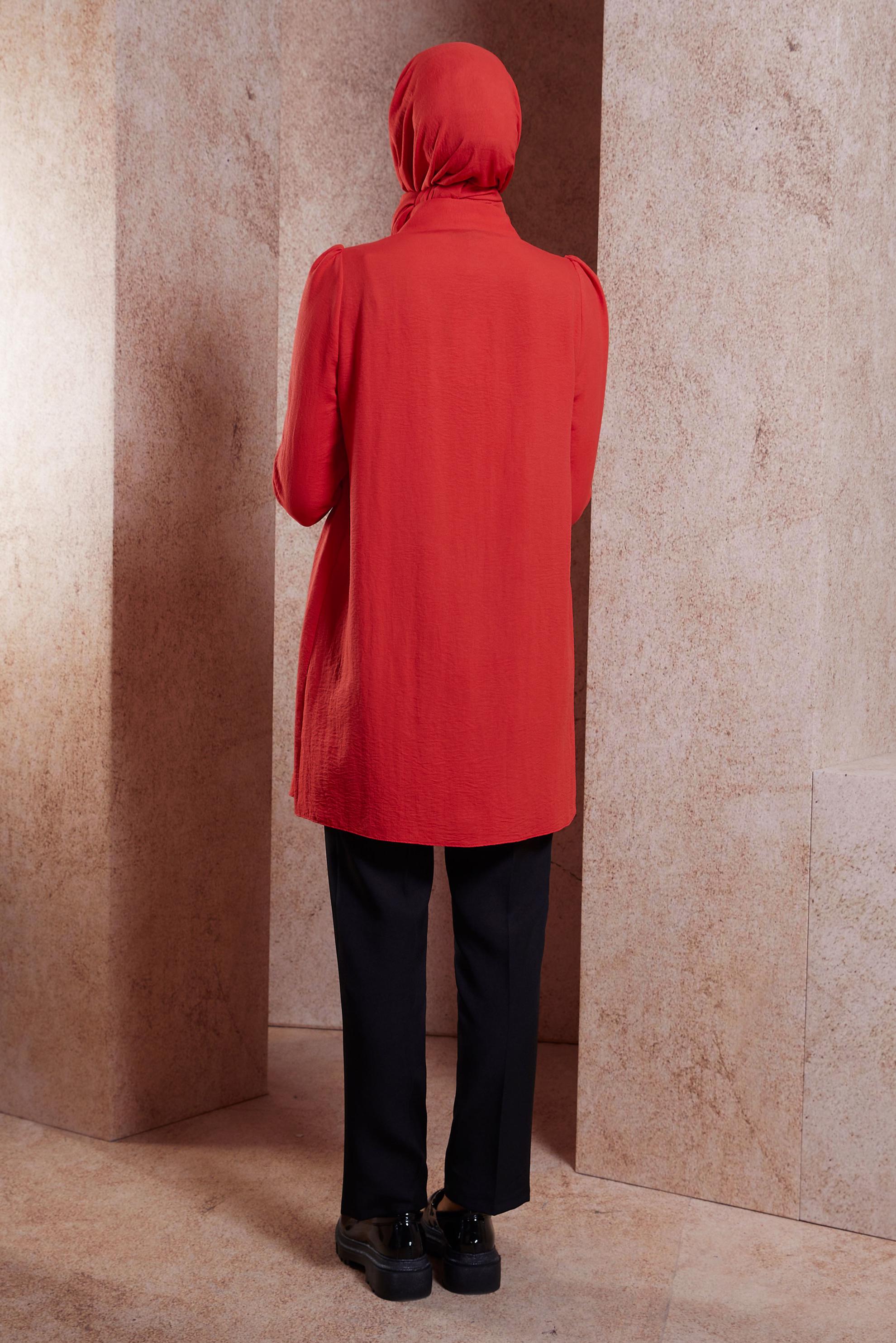 Hijab clothing RED SHIRT COLLAR TUNIC 44489