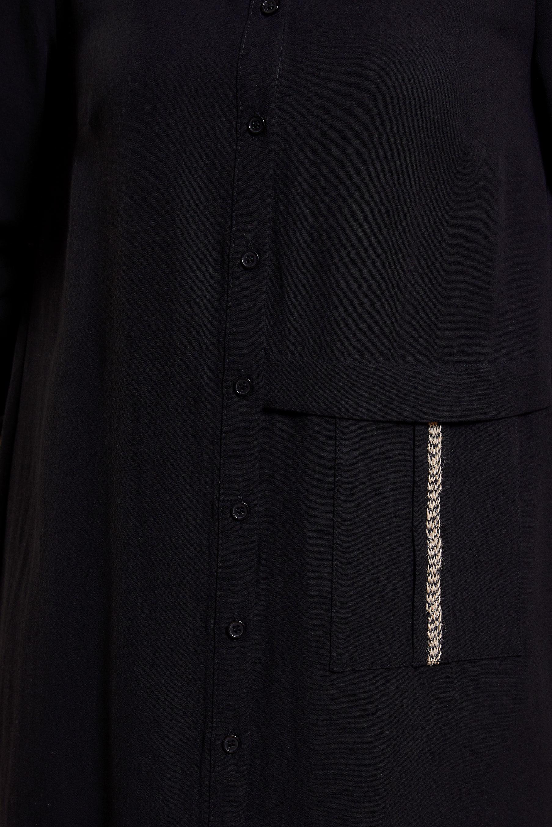 Tesettür giyim SİYAH KETEN DOKULU TUNİK 44490