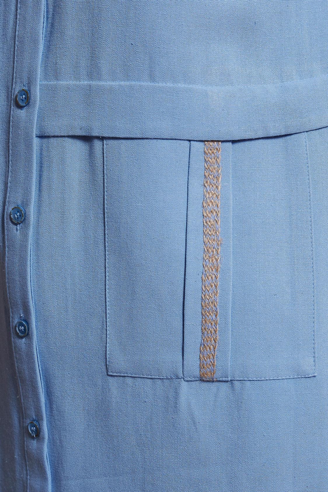 Tesettür giyim MAVİ KETEN DOKULU TUNİK 44490