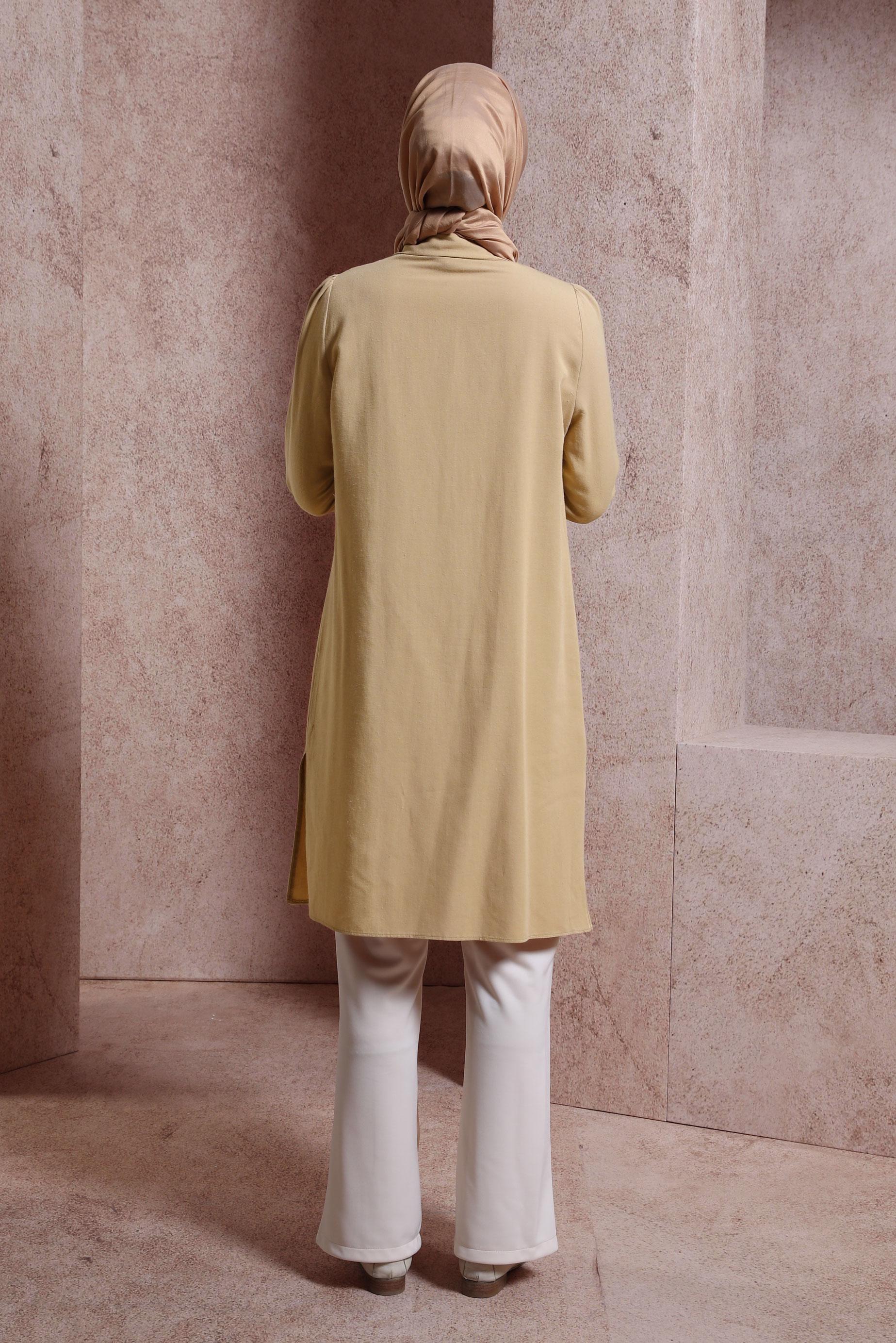 Tesettür giyim KAHVE KETEN DOKULU TUNİK 44490