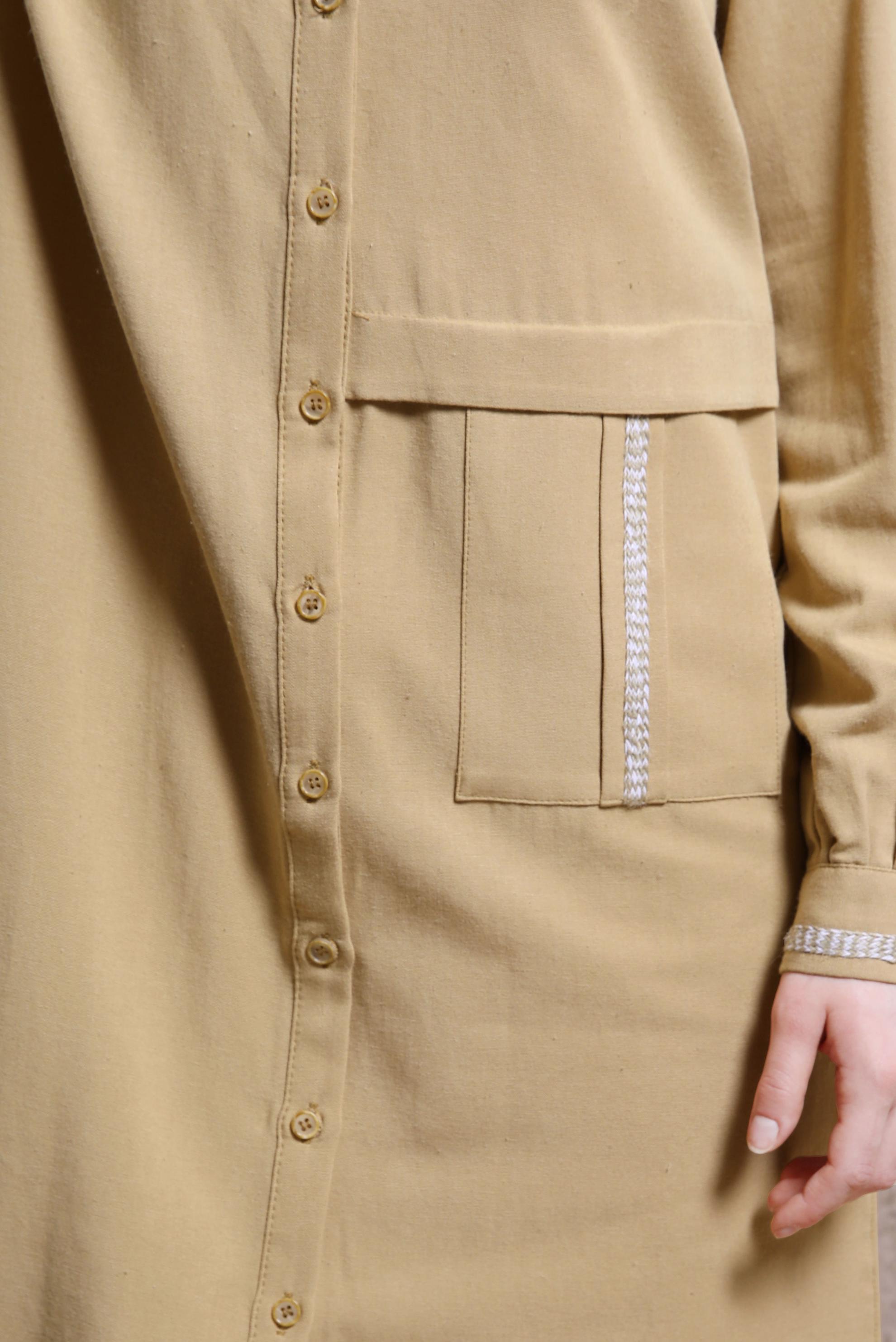 Tesettür giyim KAHVE KETEN DOKULU TUNİK 44490