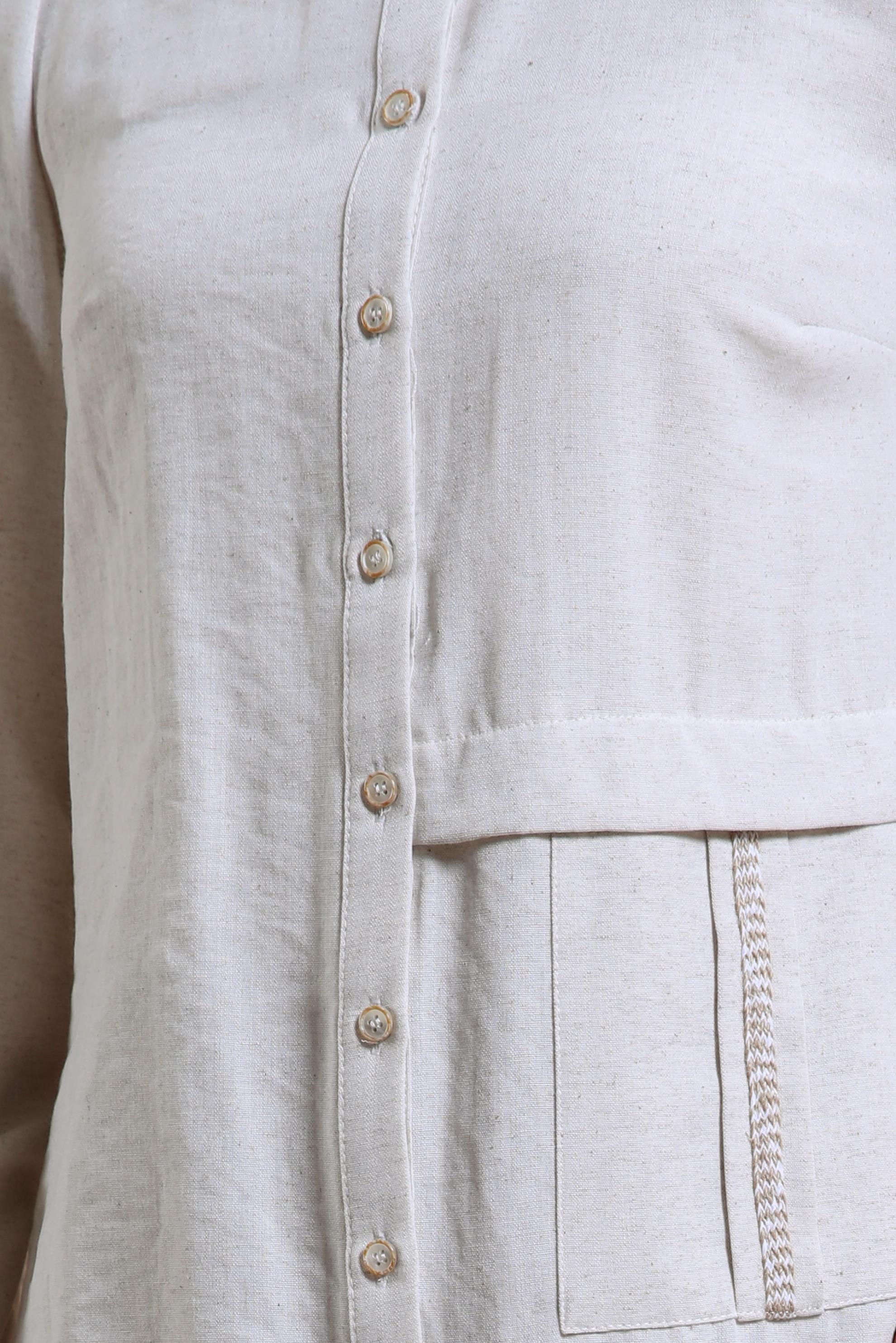 Tesettür giyim EKRU KETEN DOKULU TUNİK 44490