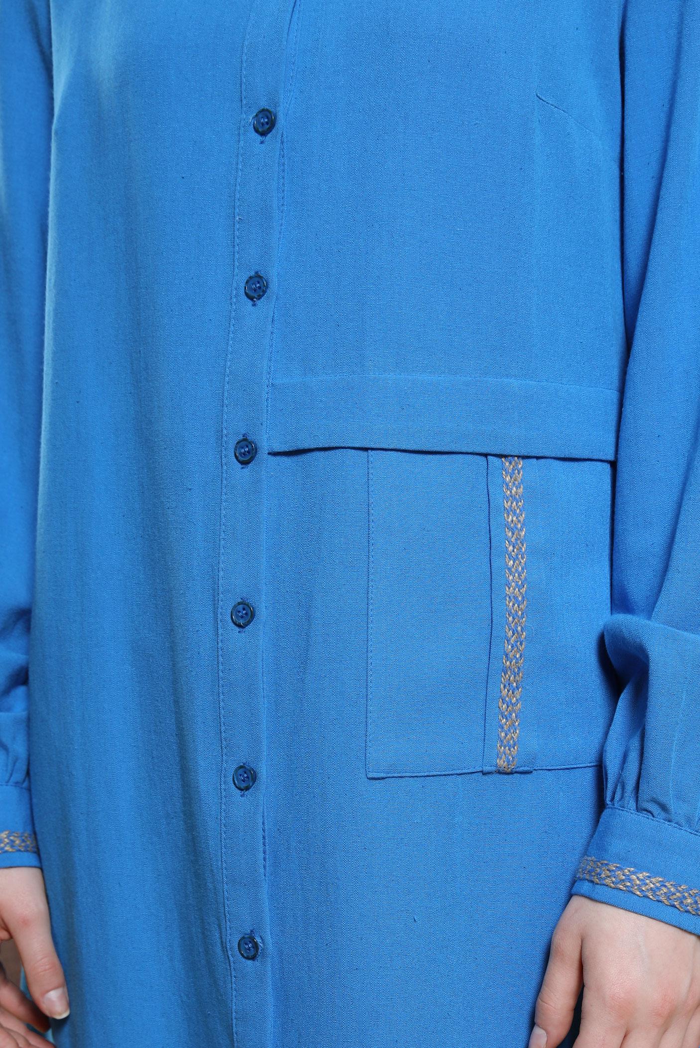 Tesettür giyim LACİVERT KETEN DOKULU TUNİK 44490