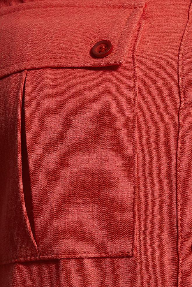 Tesettür giyim KIRMIZI KETEN DOKULU TUNİK 44491 - ALVİNA