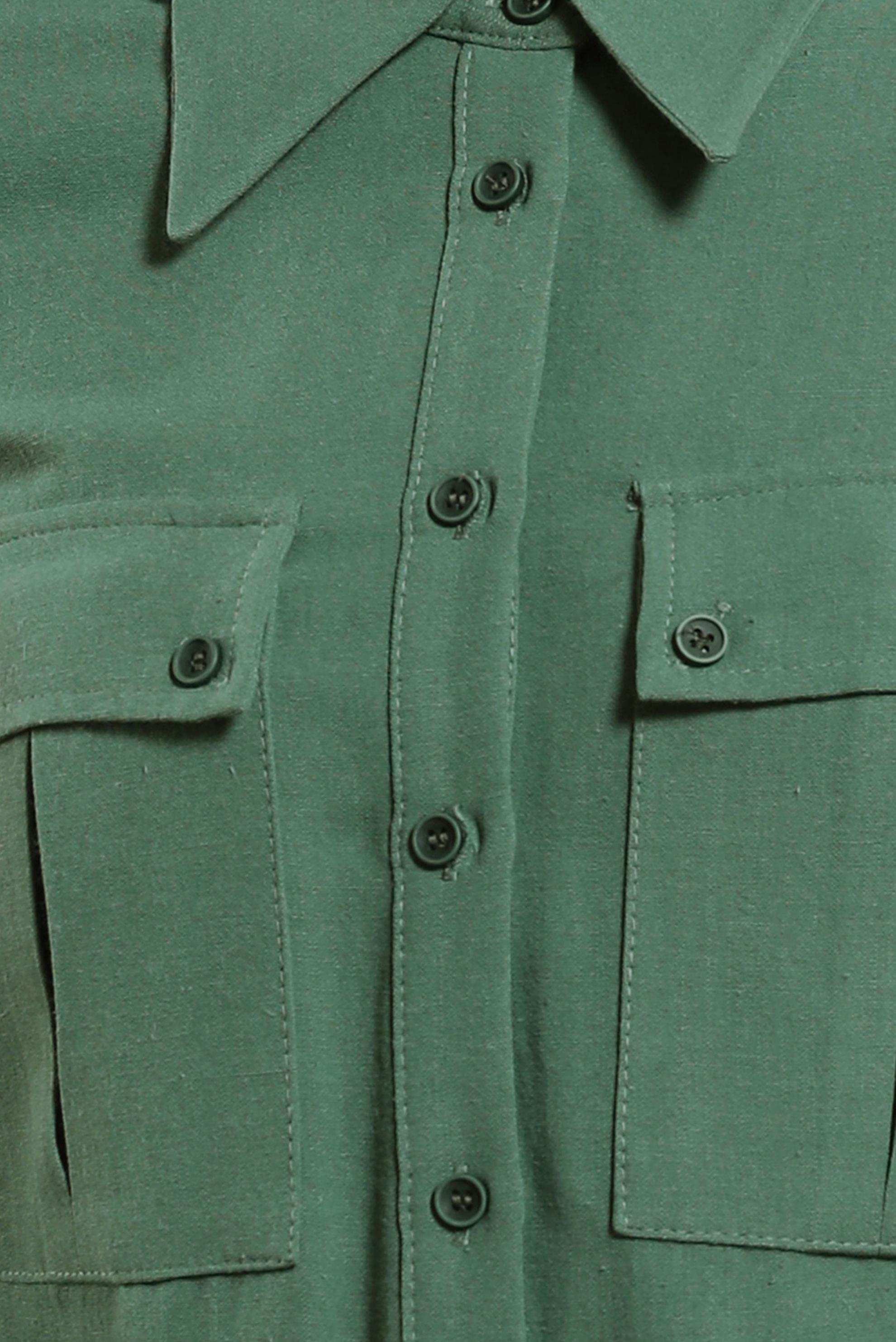 Tesettür giyim YEŞİL KETEN DOKULU TUNİK 44491