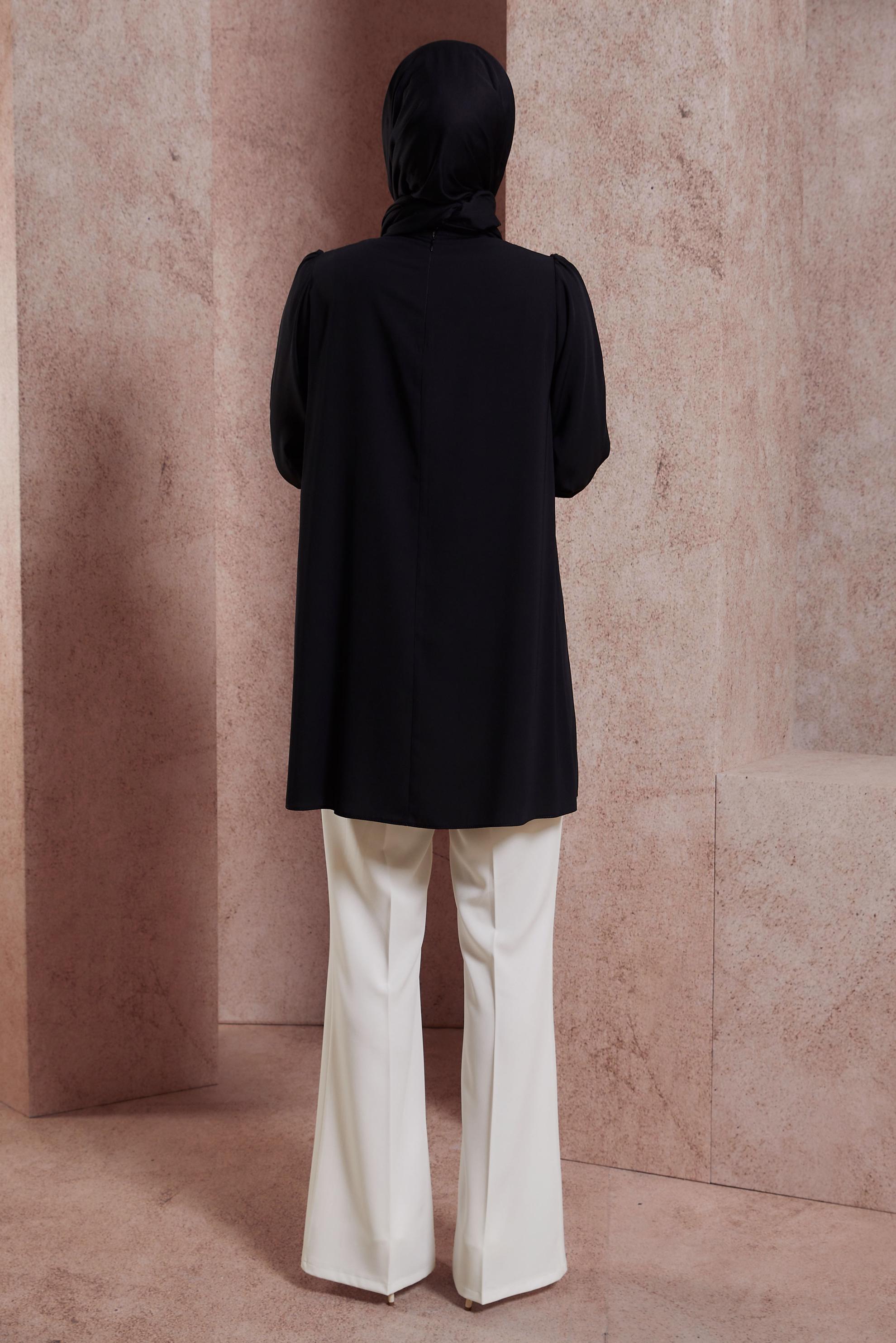 Tesettür giyim SİYAH TAŞ DETAYLI TUNİK 44492