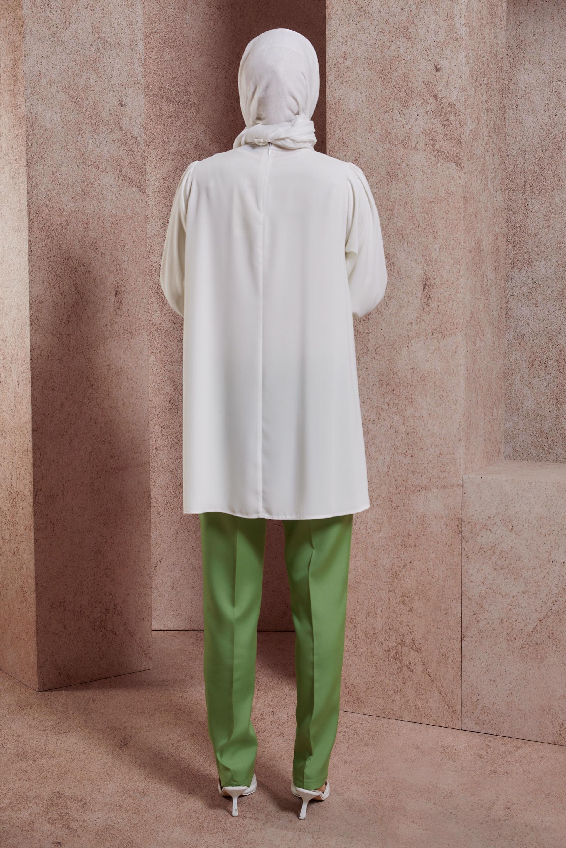 Vêtements hijab BLANC TUNIQUE AVEC DÉTAIL GEMME 44492